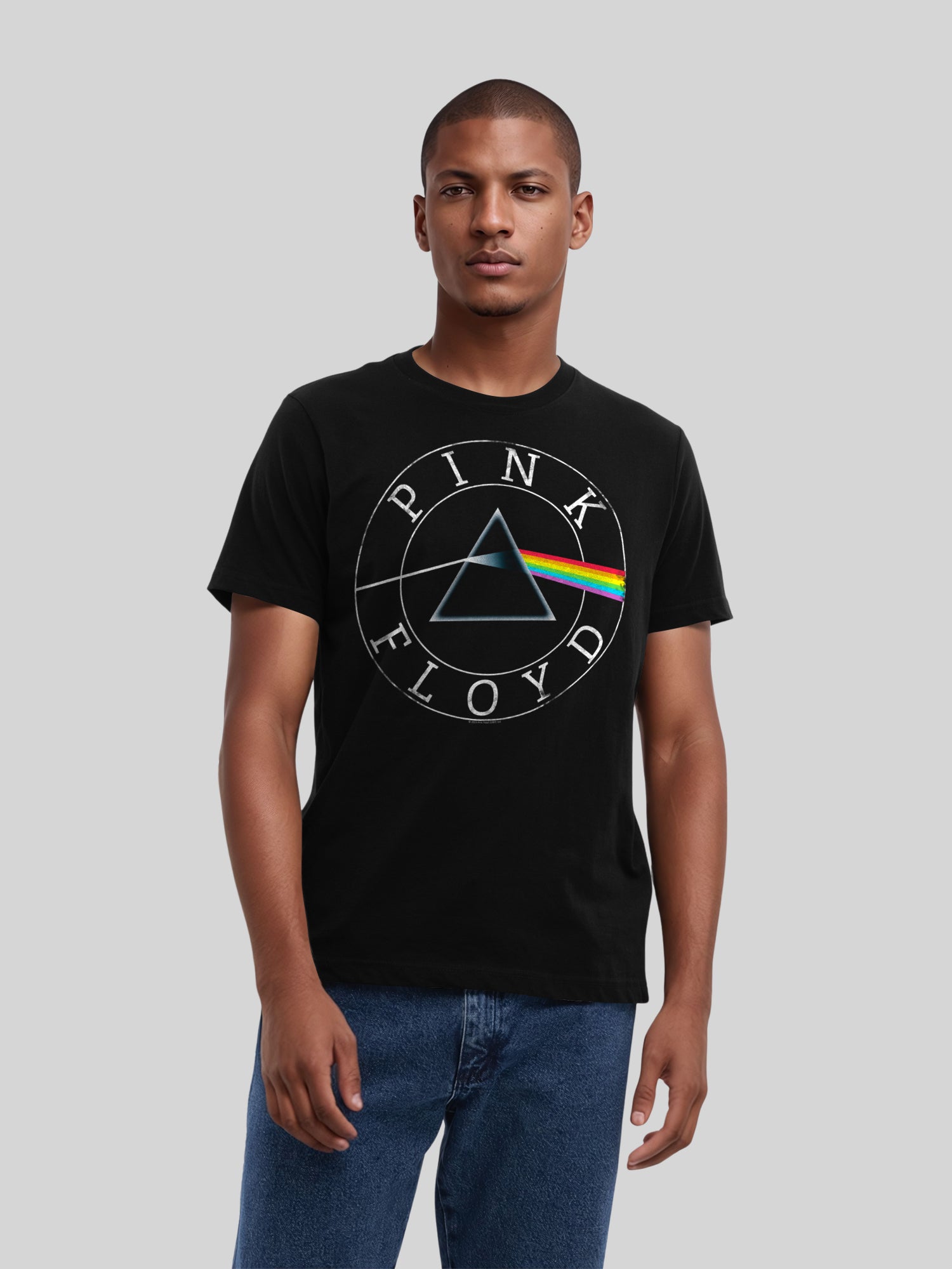 Pink Floyd Prism Circle Logo with True Blanks | Mens Regular Tee