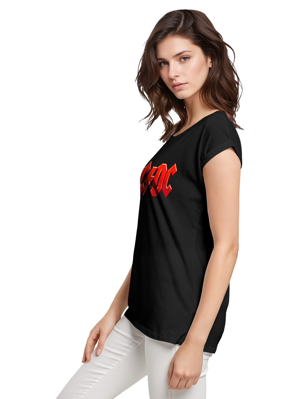 ACDC Dunkelrotes Logo Damen T-Shirt