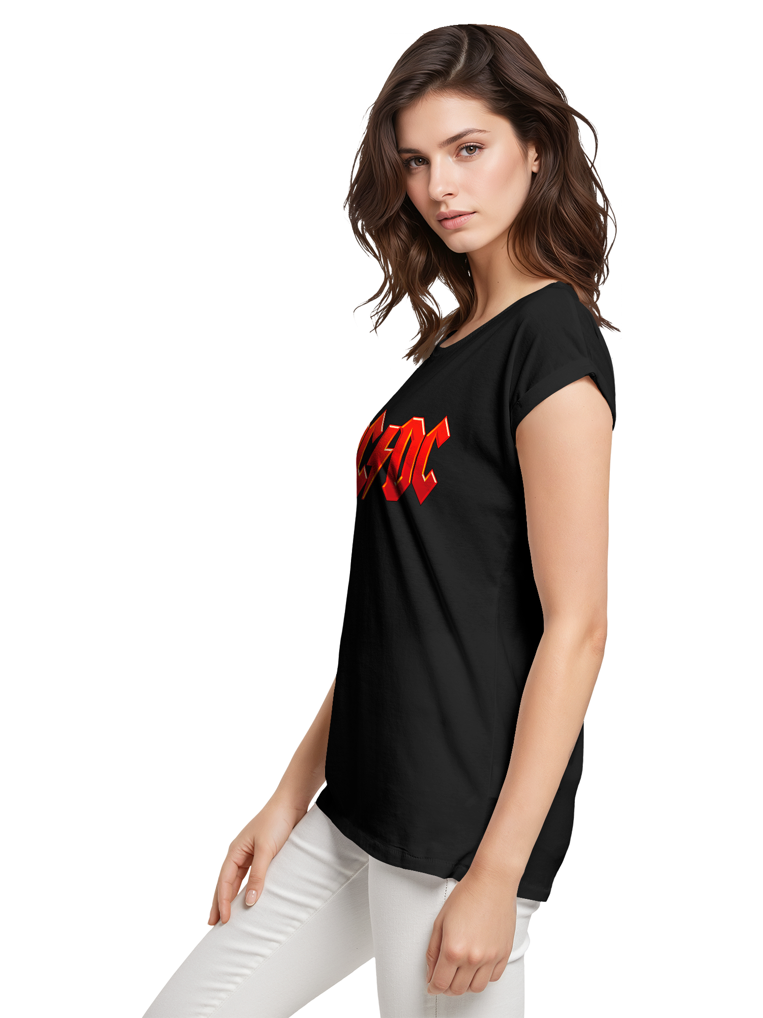 ACDC Dunkelrotes Logo Damen T-Shirt