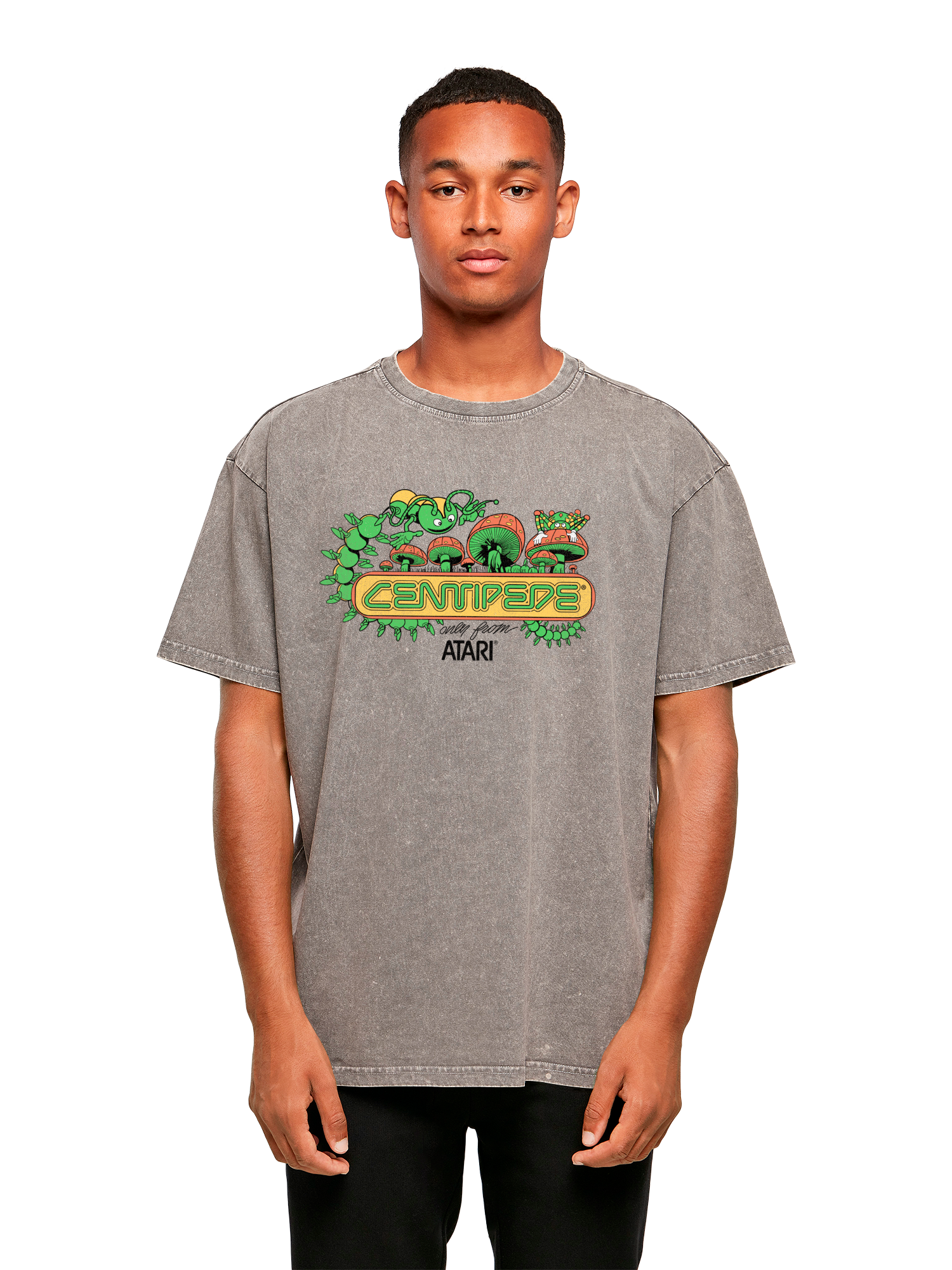 Centipede Atari Retro Gaming Art with Acid Washed Heavy Oversize Tee