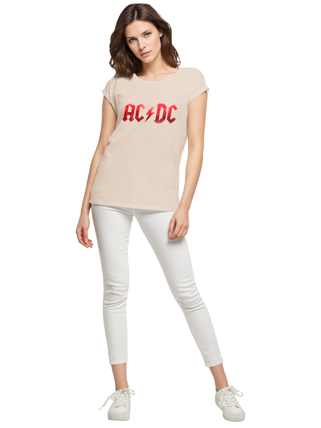 TEE ACDC RED ICE LOGO Damas de hombro extendido
