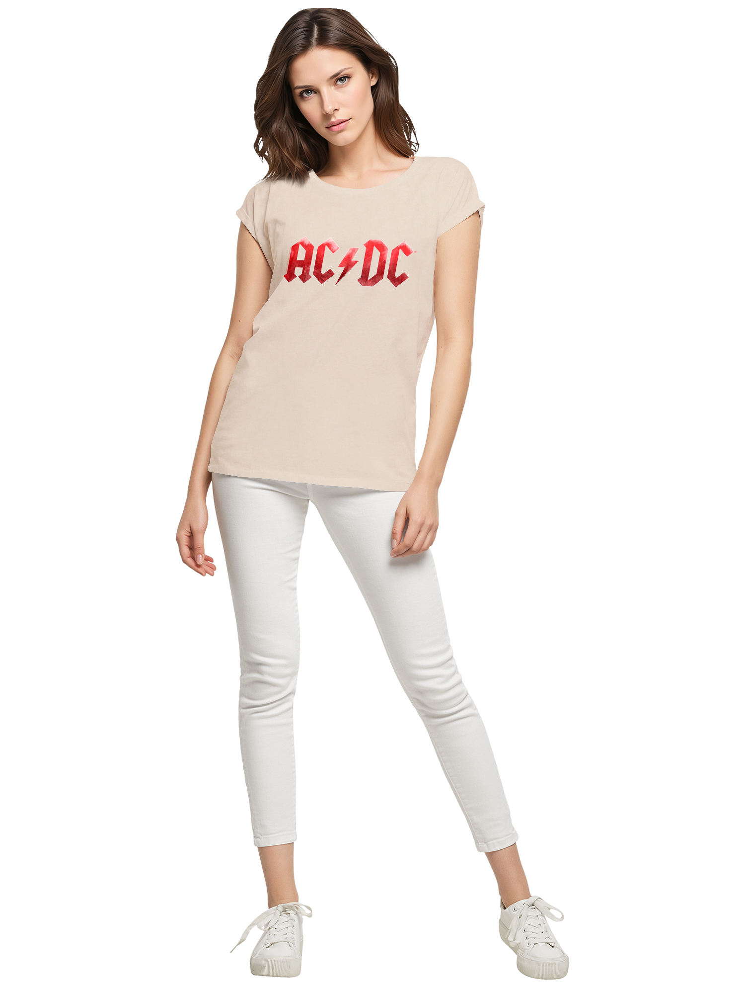 TEE ACDC RED ICE LOGO Damas de hombro extendido