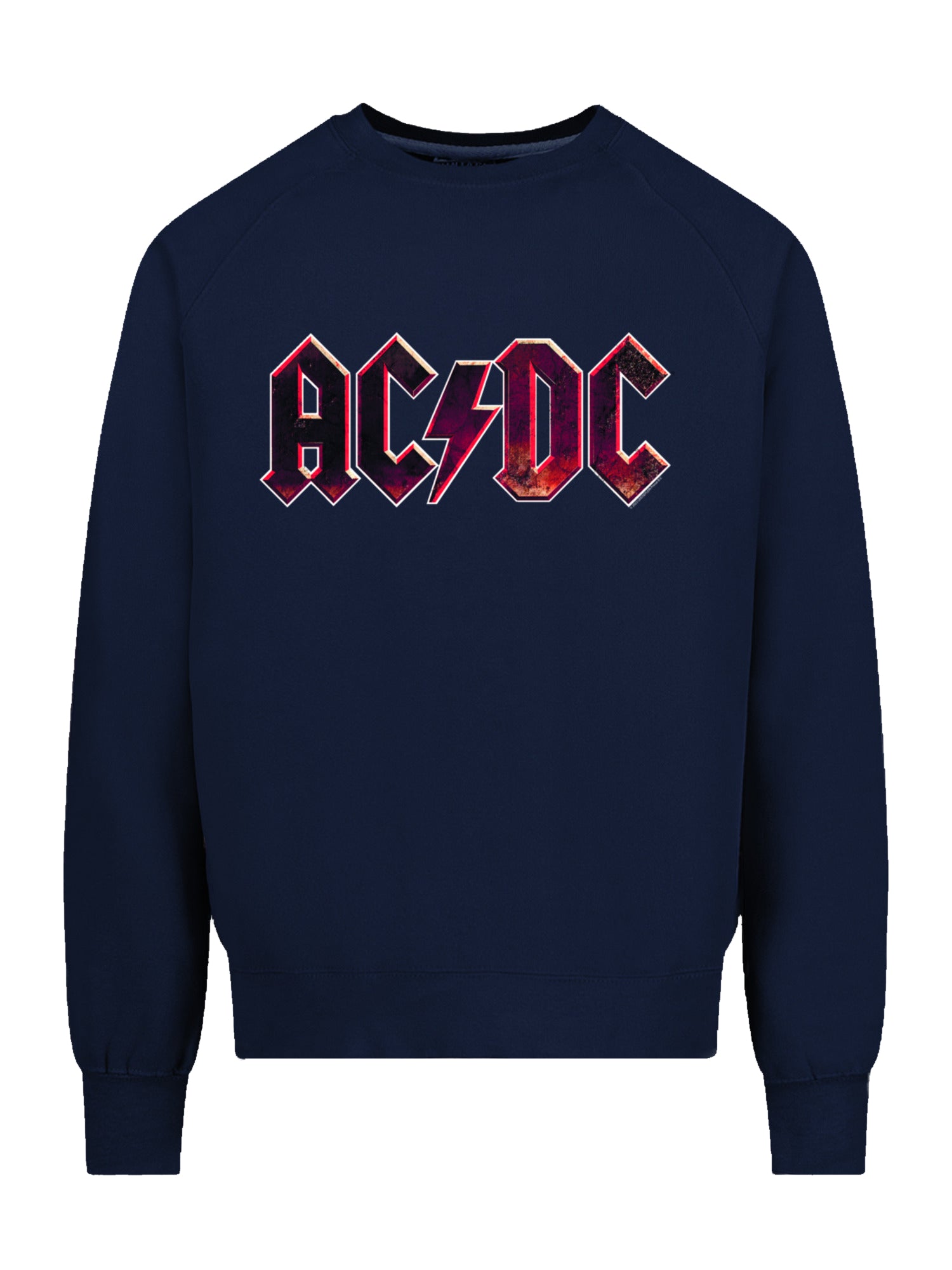 AC/DC Raw Distressed Logo with Vintage Fleece Raglan Crew