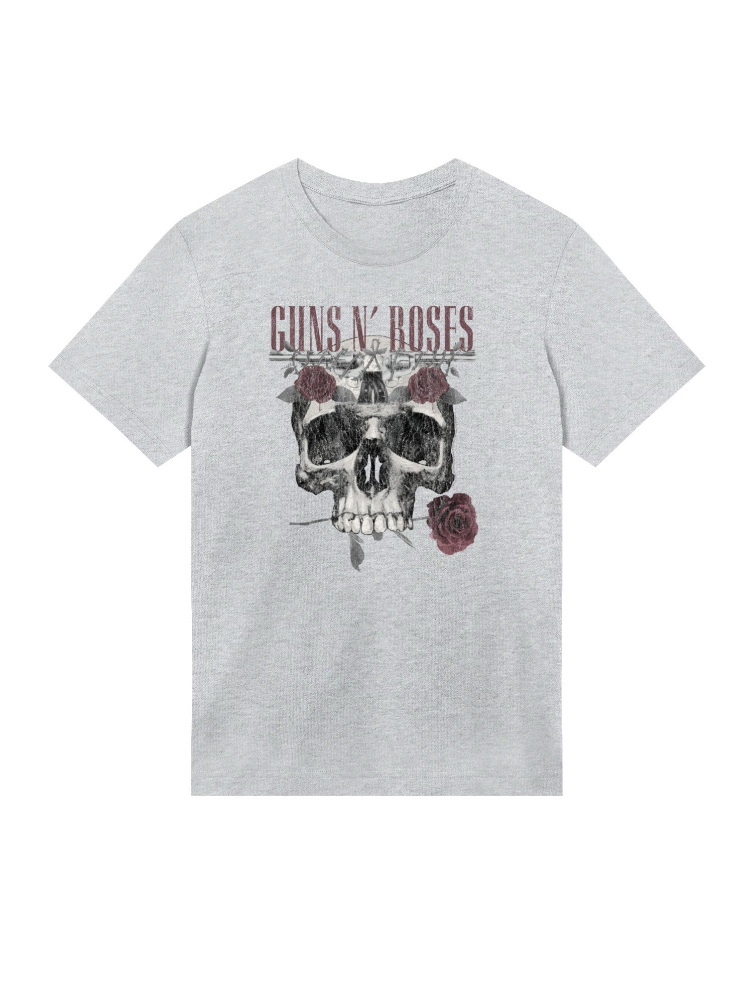 Guns n 'roses Roses Skull avec de vraies blancs | Tee-shirt régulier pour hommes