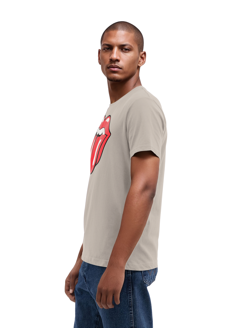 The Rolling Stones Classic Tongue Blk con Blanks verdaderos | Camiseta regular para hombres