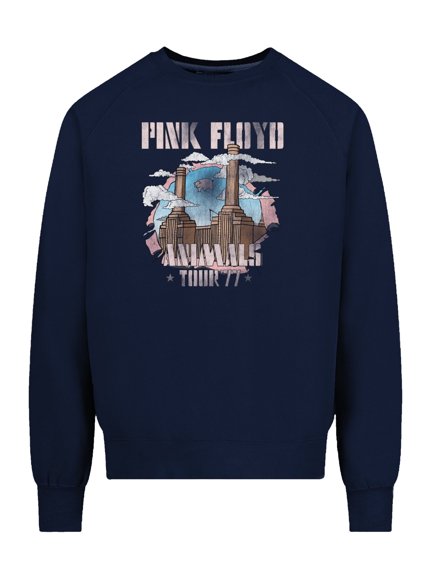 Factory Animal Pink Floyd avec l'équipage de la toison vintage Raglan