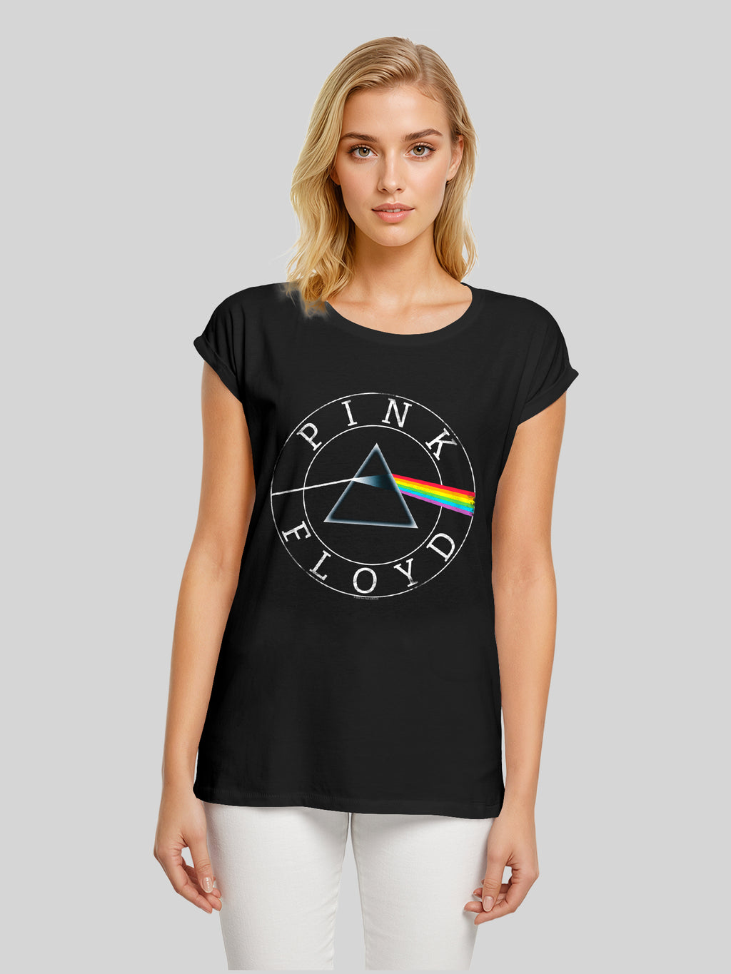 Pink Floyd Prism Circle Logo with Ladies Extended Shoulder