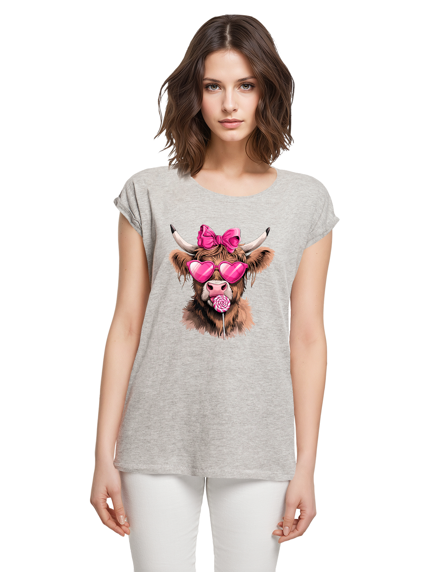 Highland Cow Valentine's Day Gift Ladies T-Shirt