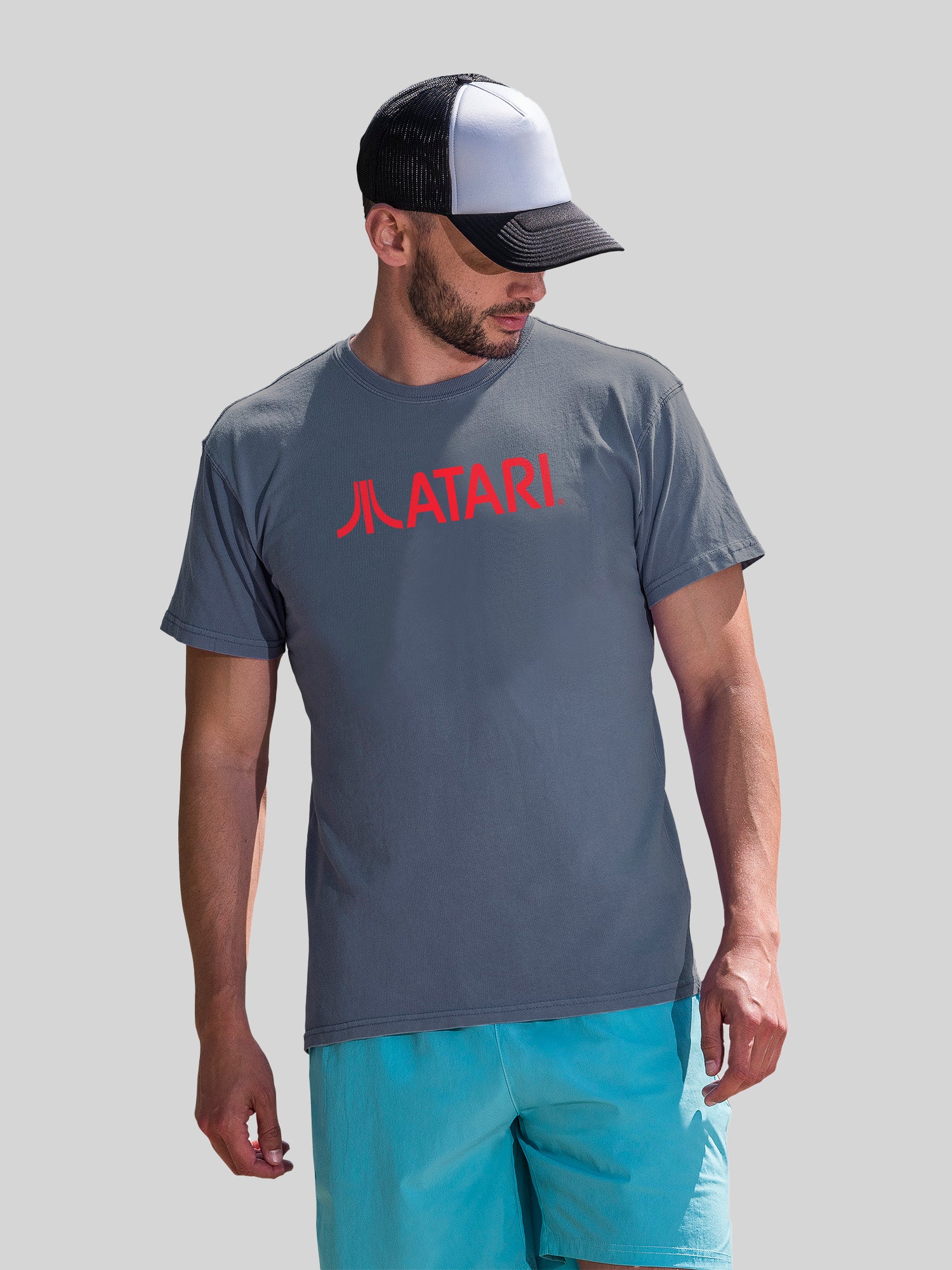 Atari Games Logo Red Retro Gaming Horizontal with Coastal Color Tee