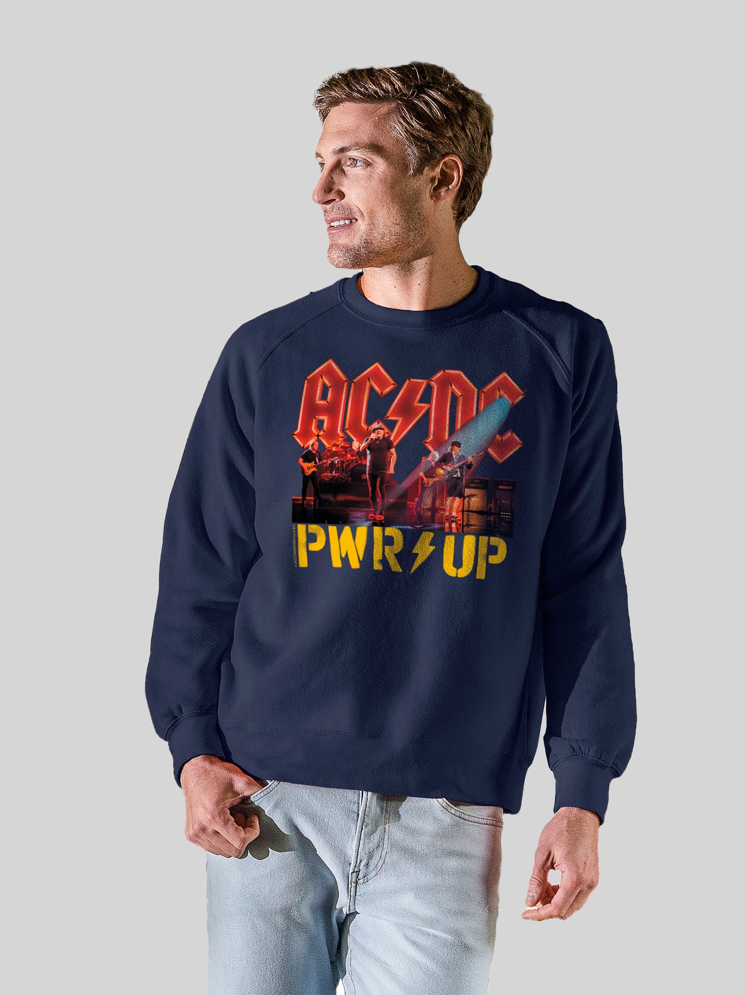 AC/DC PWRUP Stage Lights with Vintage Fleece Raglan Crew