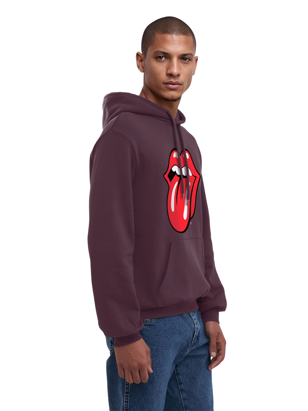 The Rolling Stones Classic Tongue Blk con Blanks verdaderos | Sudadera con capucha regular para hombres