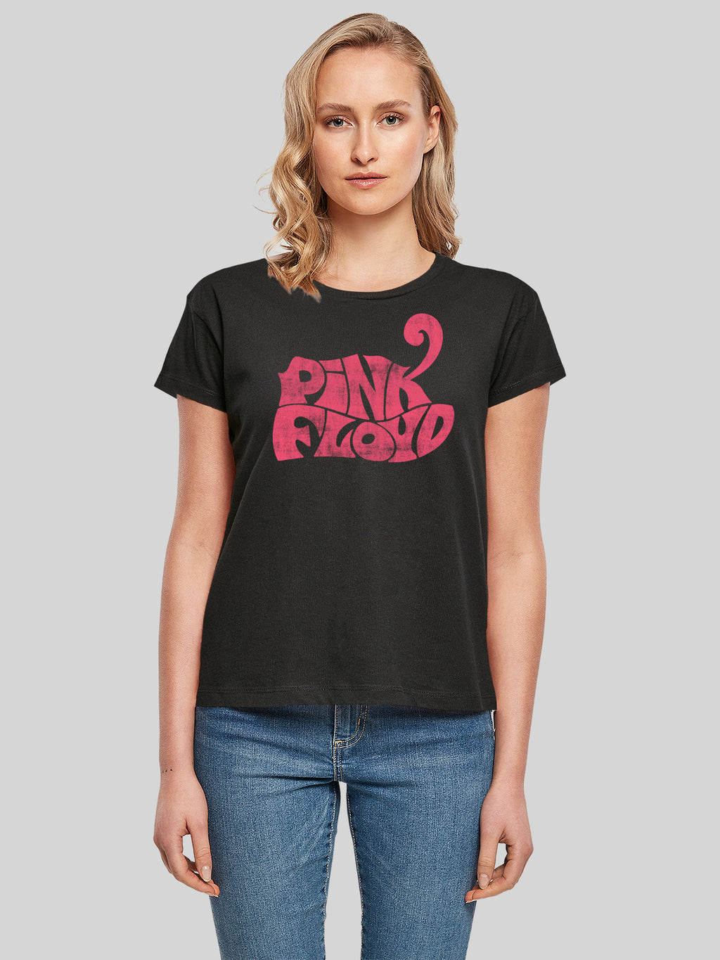 Pink Floyd Retro Logo Navy Ladies Box T-Shirt