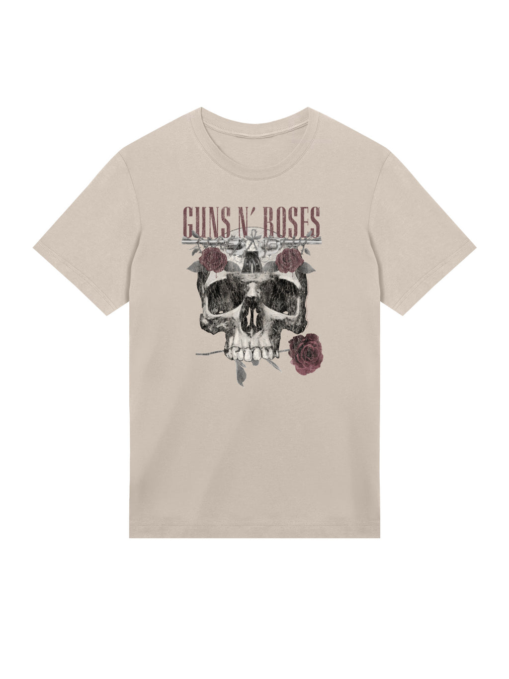 Guns n 'roses Roses Skull avec de vraies blancs | Tee-shirt régulier pour hommes