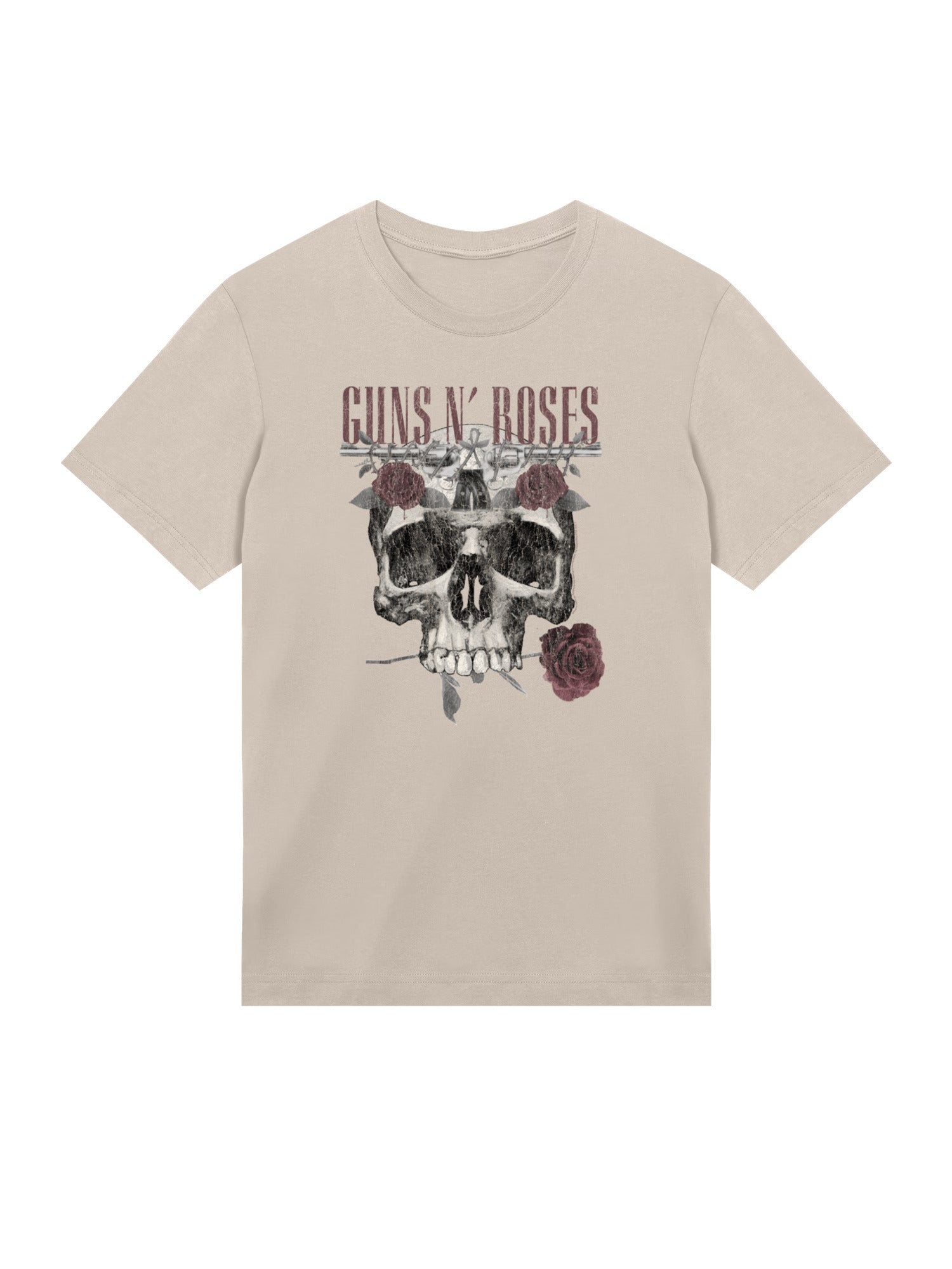Guns n 'roses Roses Skull avec de vraies blancs | Tee-shirt régulier pour hommes