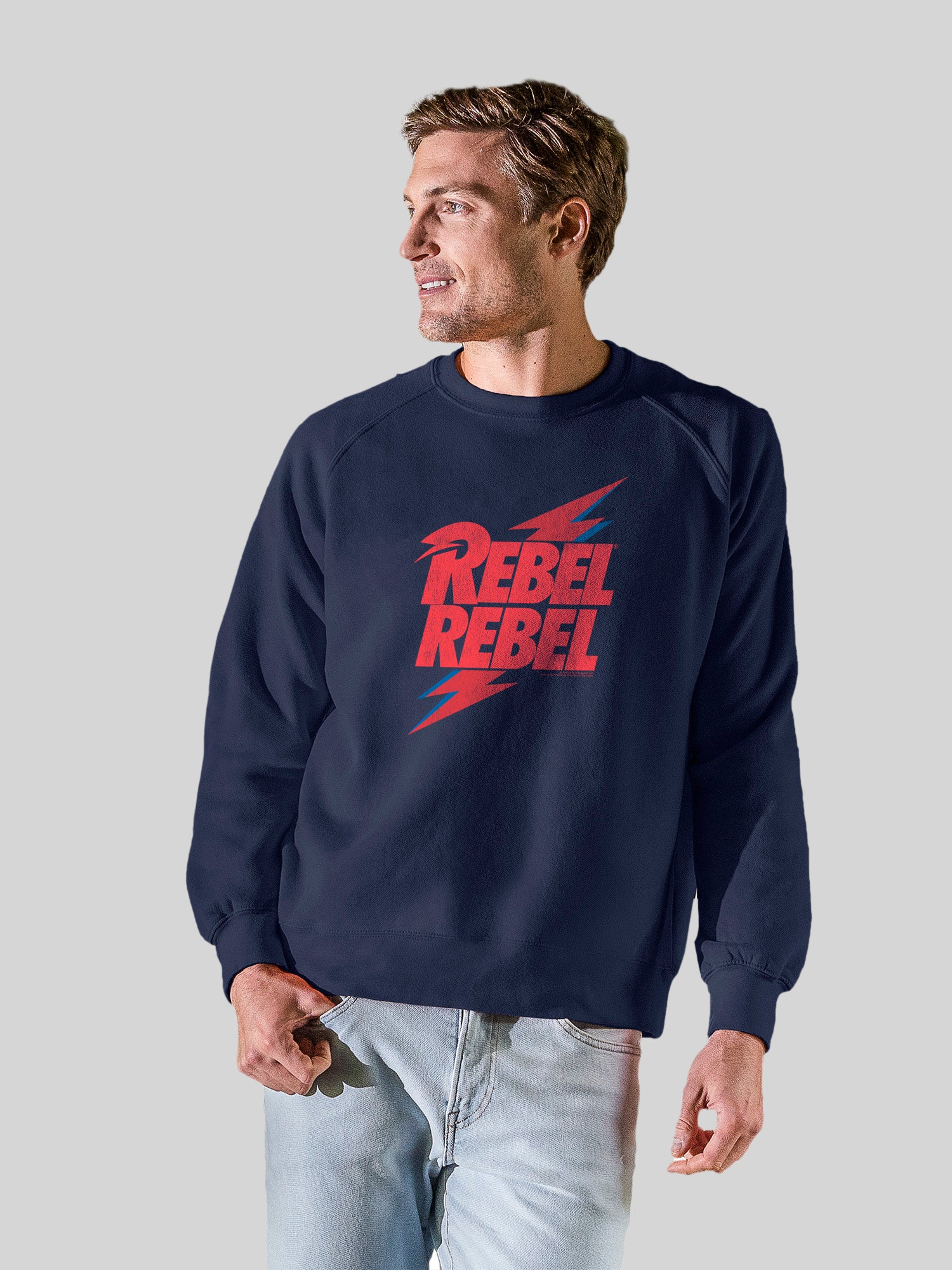 David Bowie Rebel Rebel Rebel avec l'équipage de la toison vintage Raglan