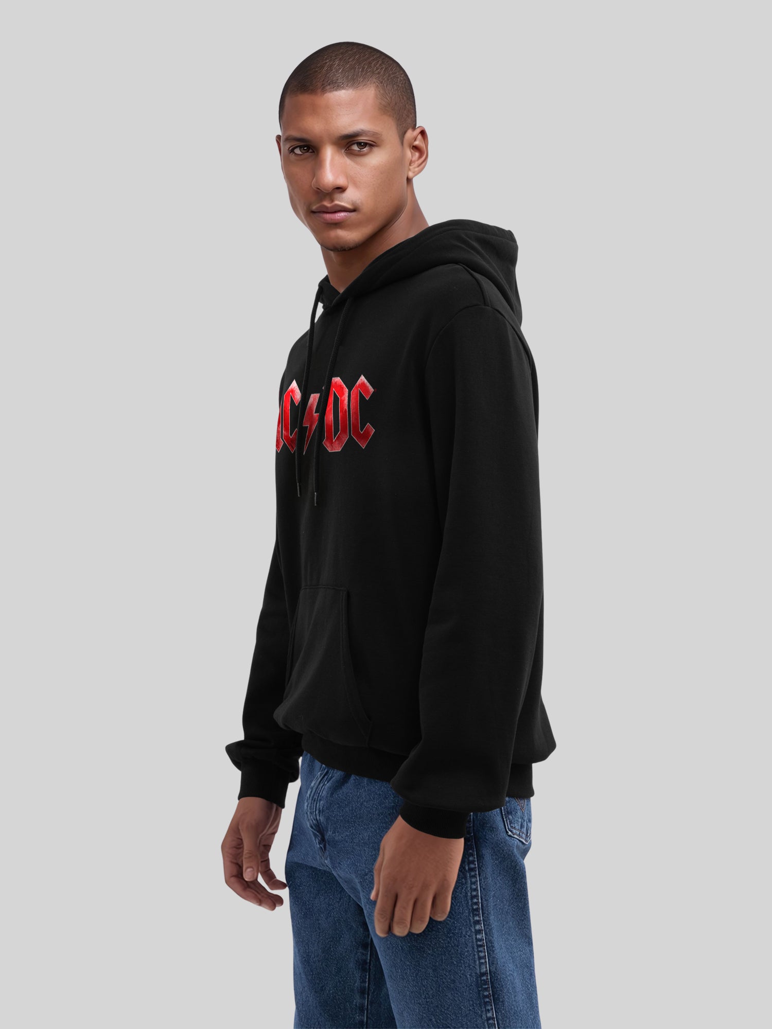 ACDC Red Ice Logotipo con Blanks True | Sudadera con capucha regular para hombres