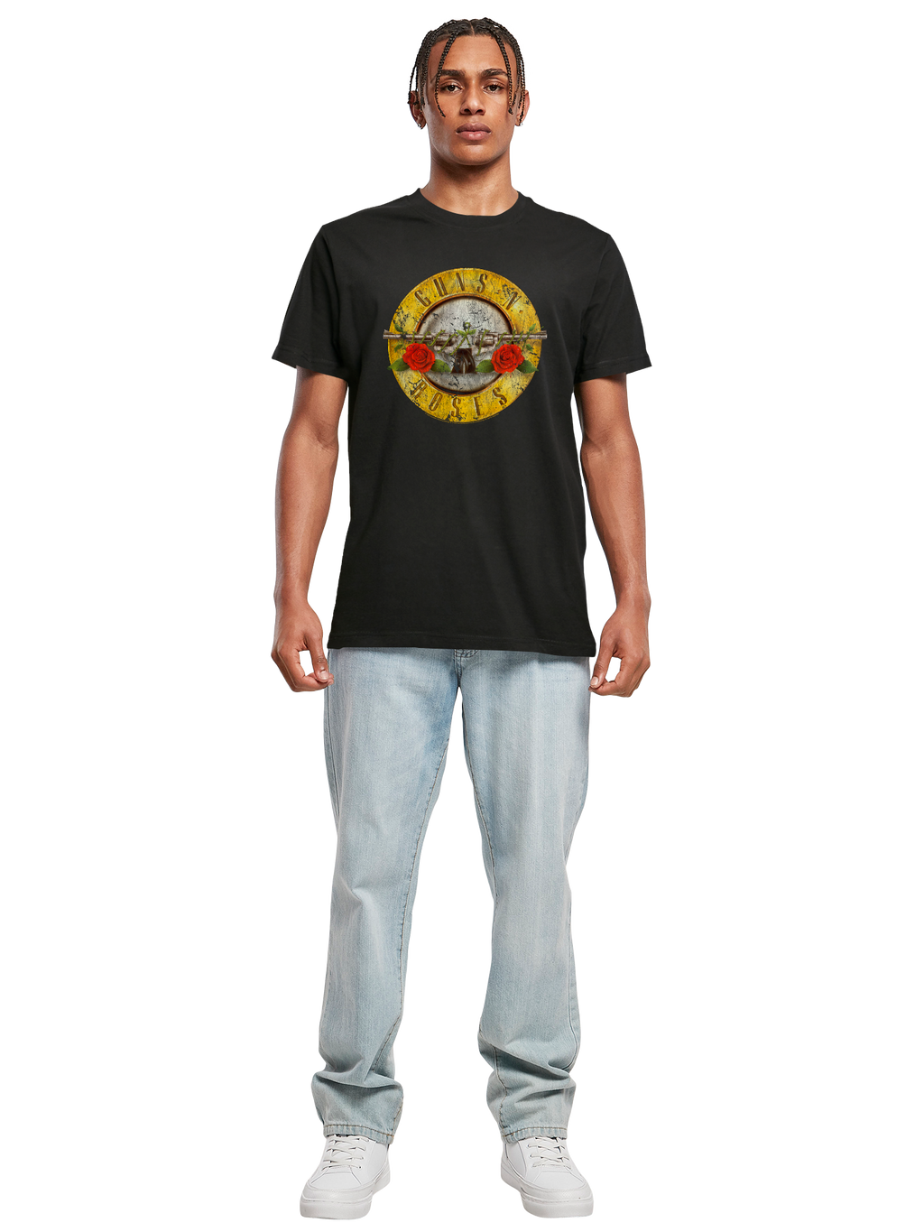 Camiseta redonda de la camiseta del logotipo de la bala de las pistolas 'n' rosas