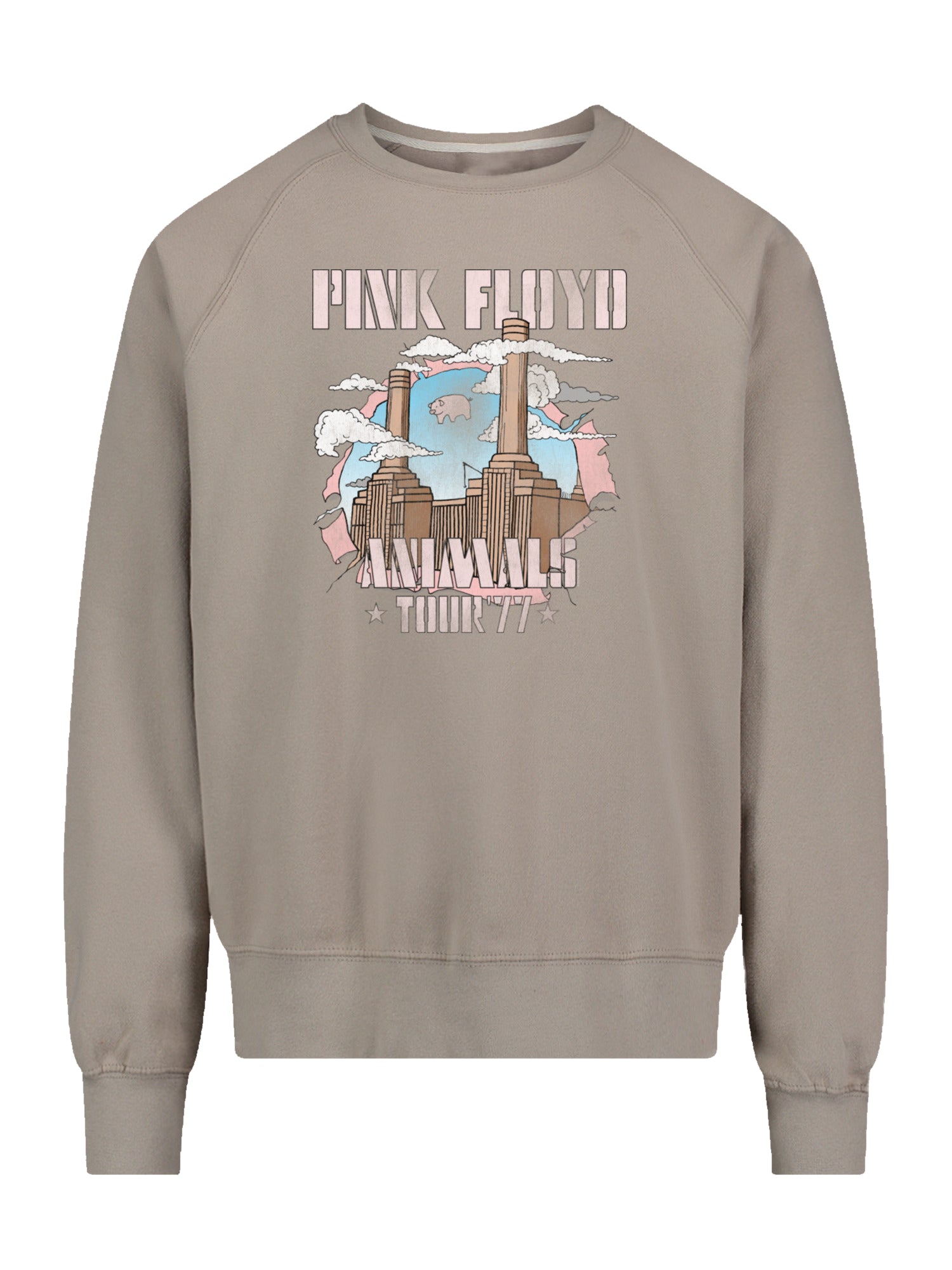 Factory Animal Pink Floyd avec l'équipage de la toison vintage Raglan