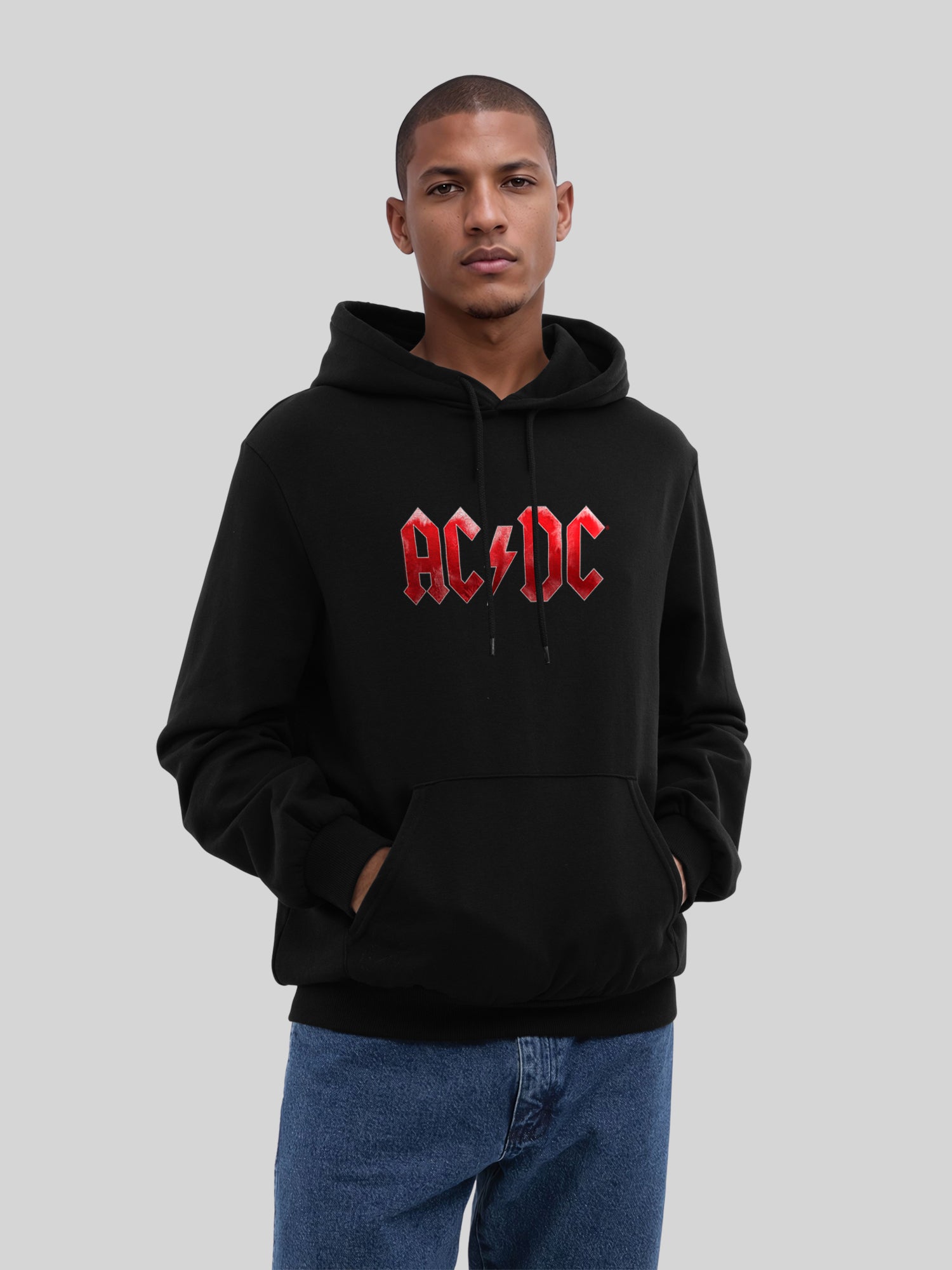 ACDC Red Ice Logotipo con Blanks True | Sudadera con capucha regular para hombres