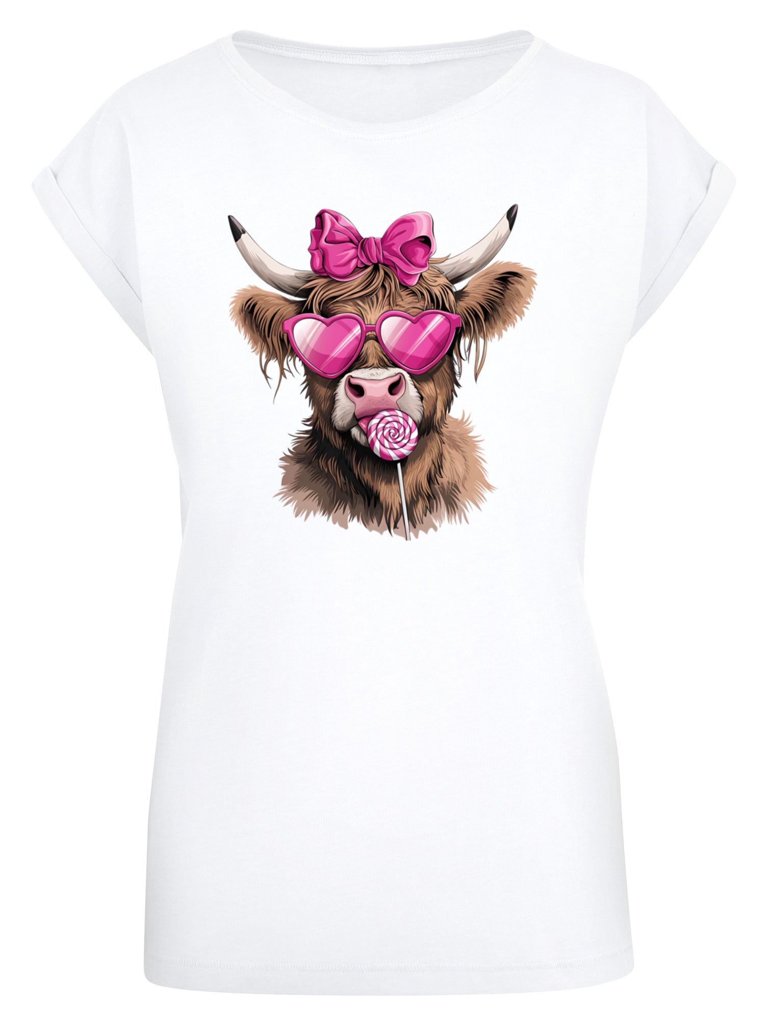 Highland Cow Valentine's Day Gift Ladies T-Shirt