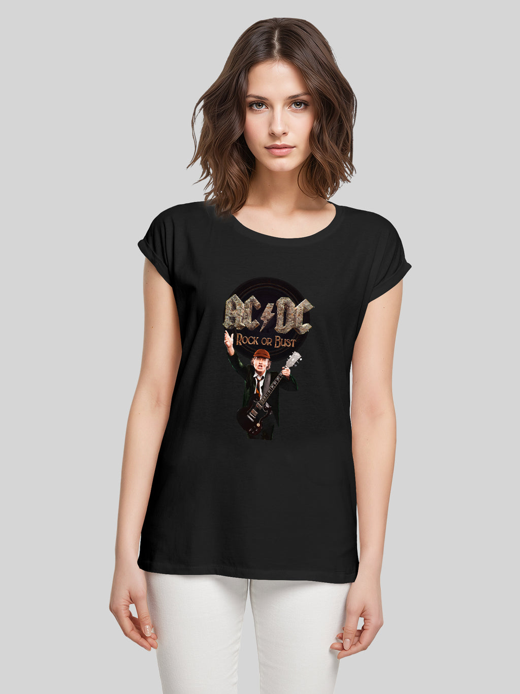 ACDC Rock Or Bust Angus Young Damen T-Shirt