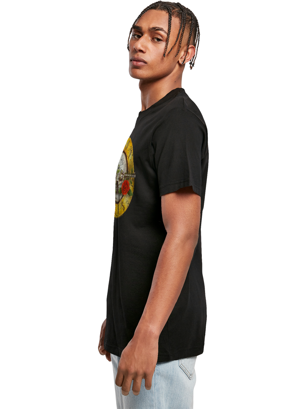 Camiseta redonda de la camiseta del logotipo de la bala de las pistolas 'n' rosas