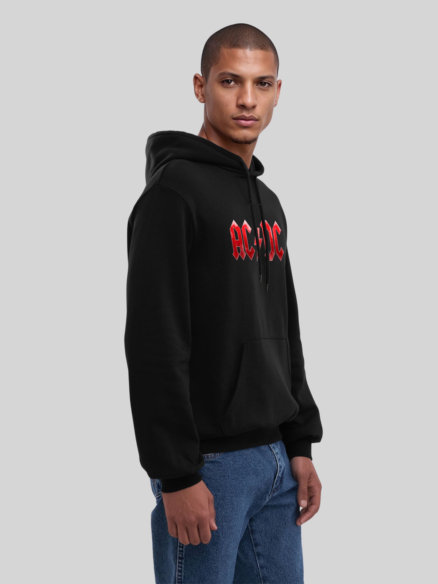 ACDC Red Ice Logotipo con Blanks True | Sudadera con capucha regular para hombres