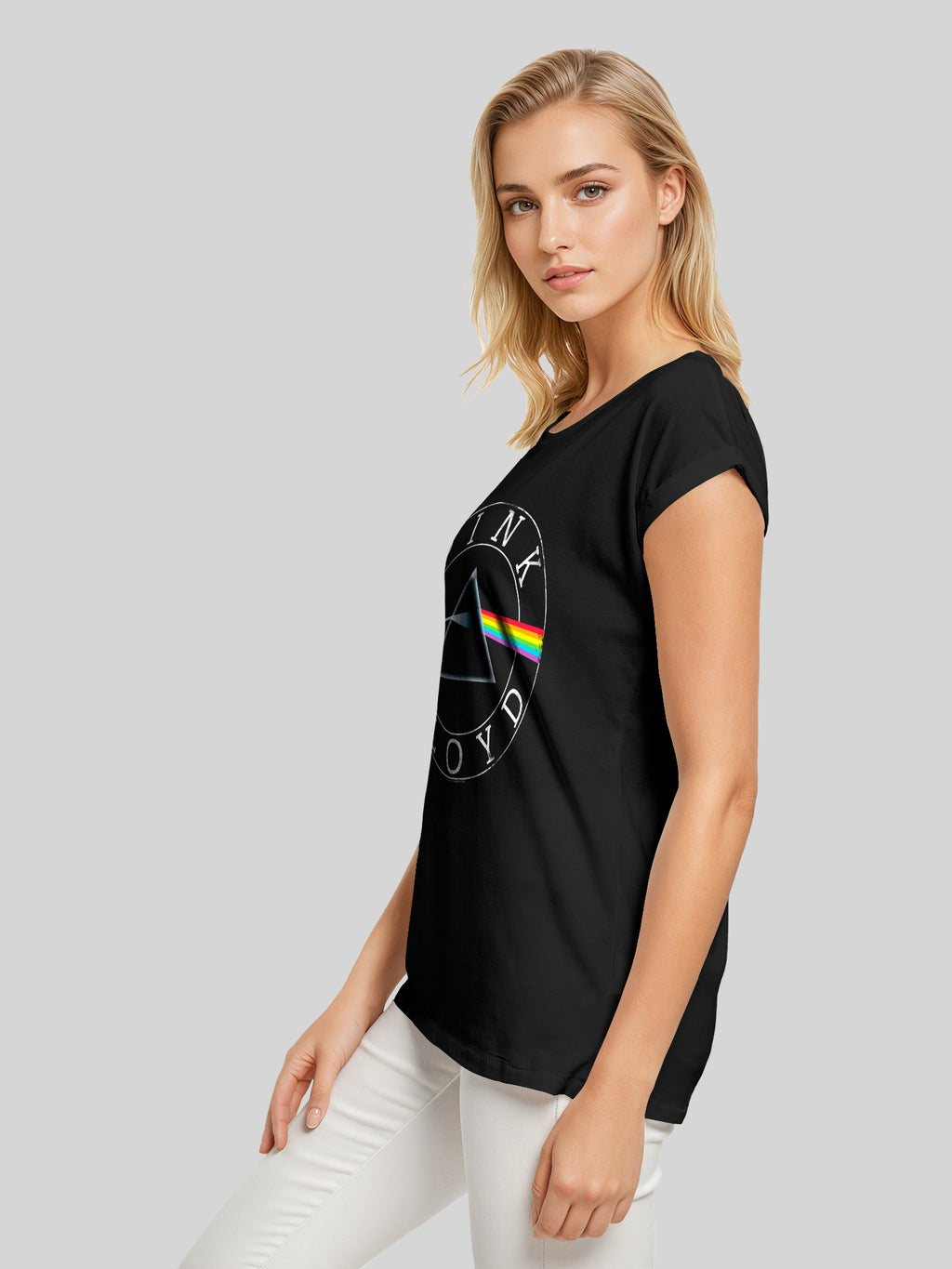 Pink Floyd Prism Circle Logo with Ladies Extended Shoulder
