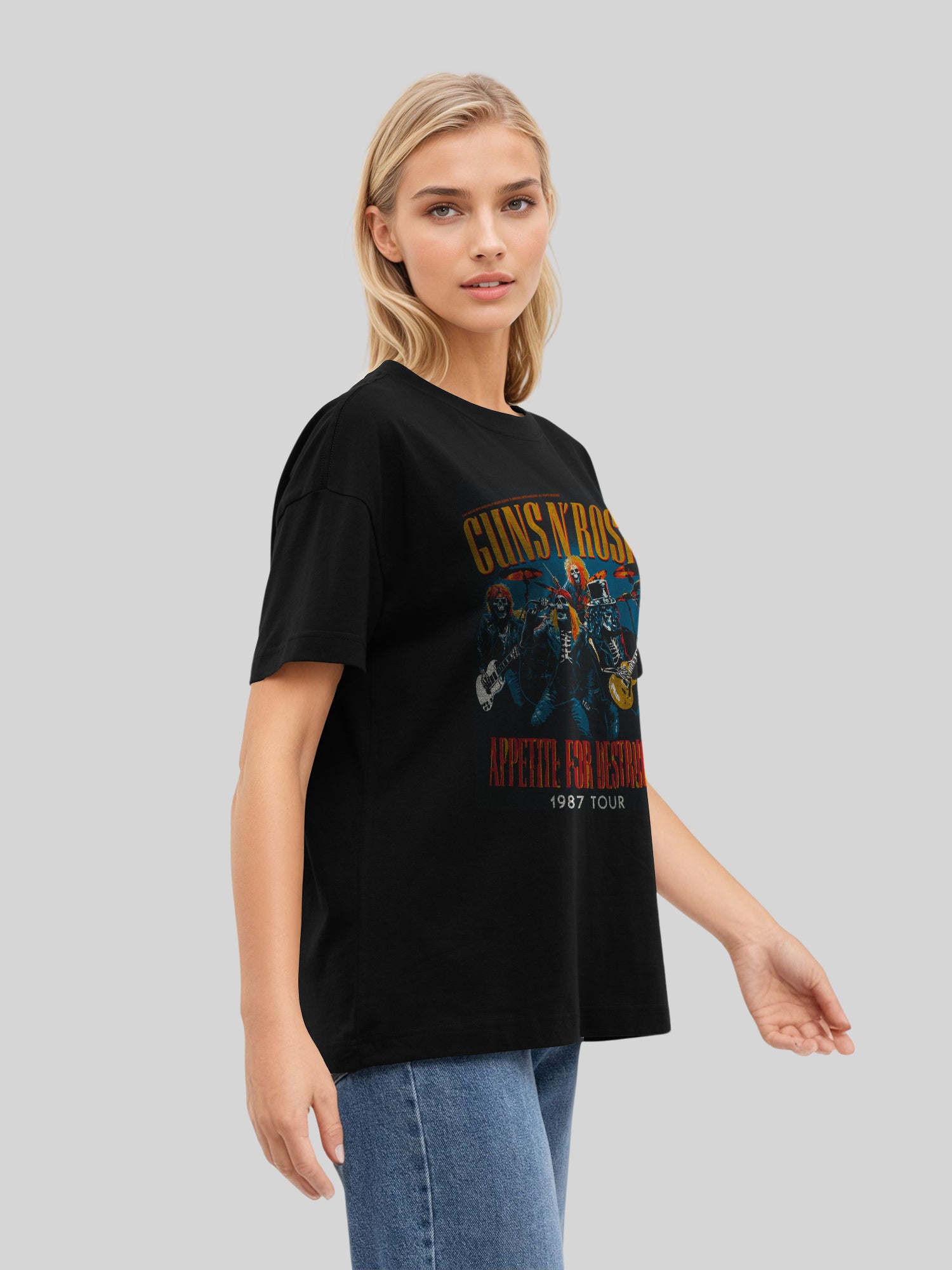 Affiche de concert vintage de Guns N 'Roses 1987 | Tee surdimensionné pour femmes