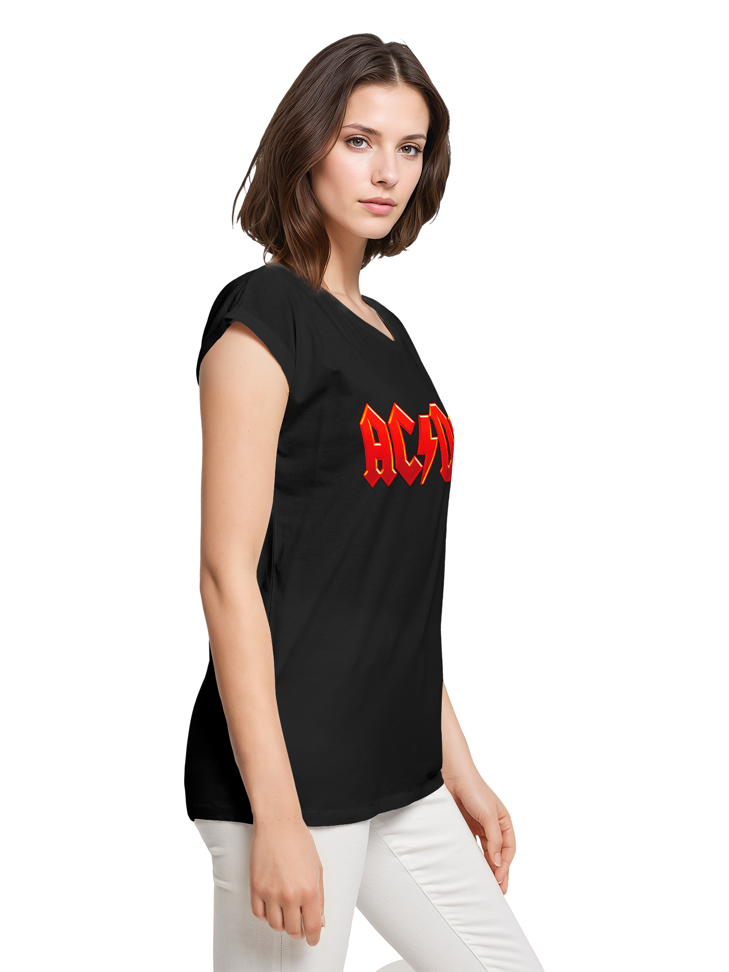 ACDC Dunkelrotes Logo Damen T-Shirt