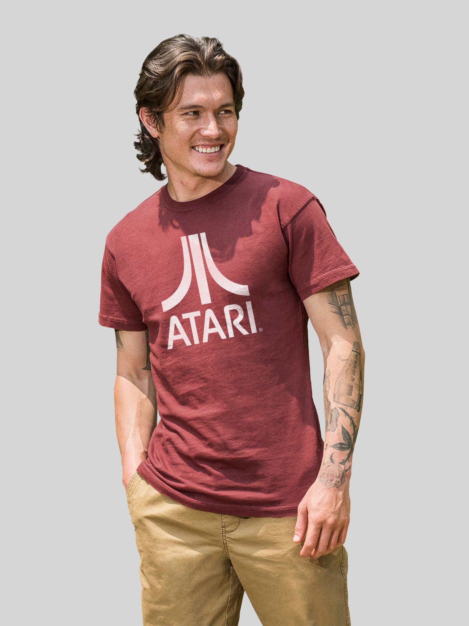 Logotipo de Atari Games White Retro Gaming con camiseta de color costero
