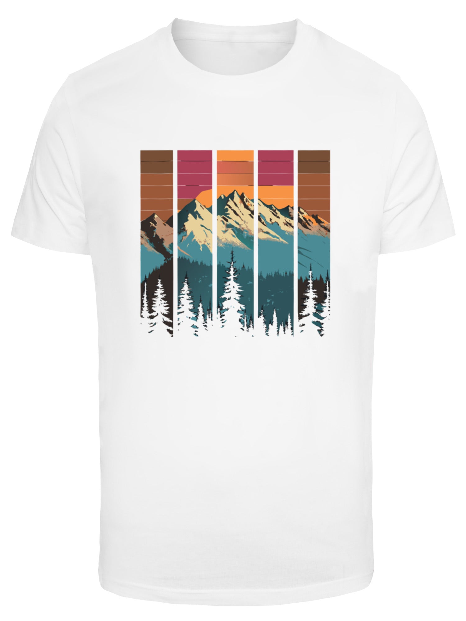 Berg Sonnenuntergang Retro Kunst T-Shirt