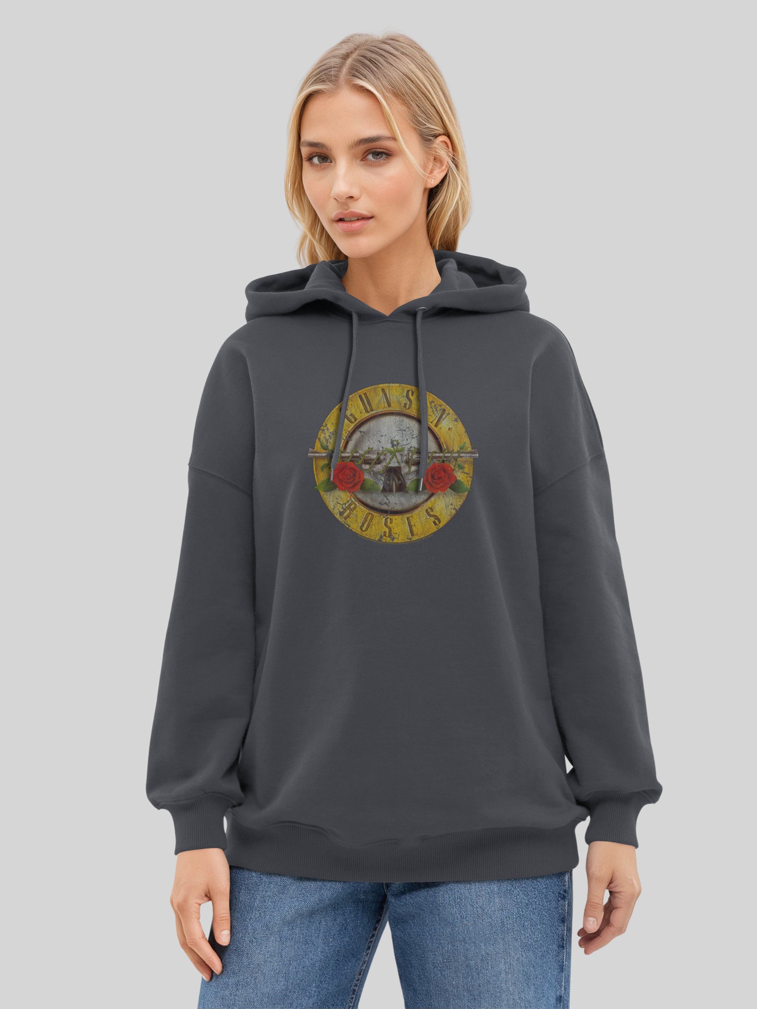 Guns n 'rosas logotipo de bala vintage sudadera de gran tamaño para mujer