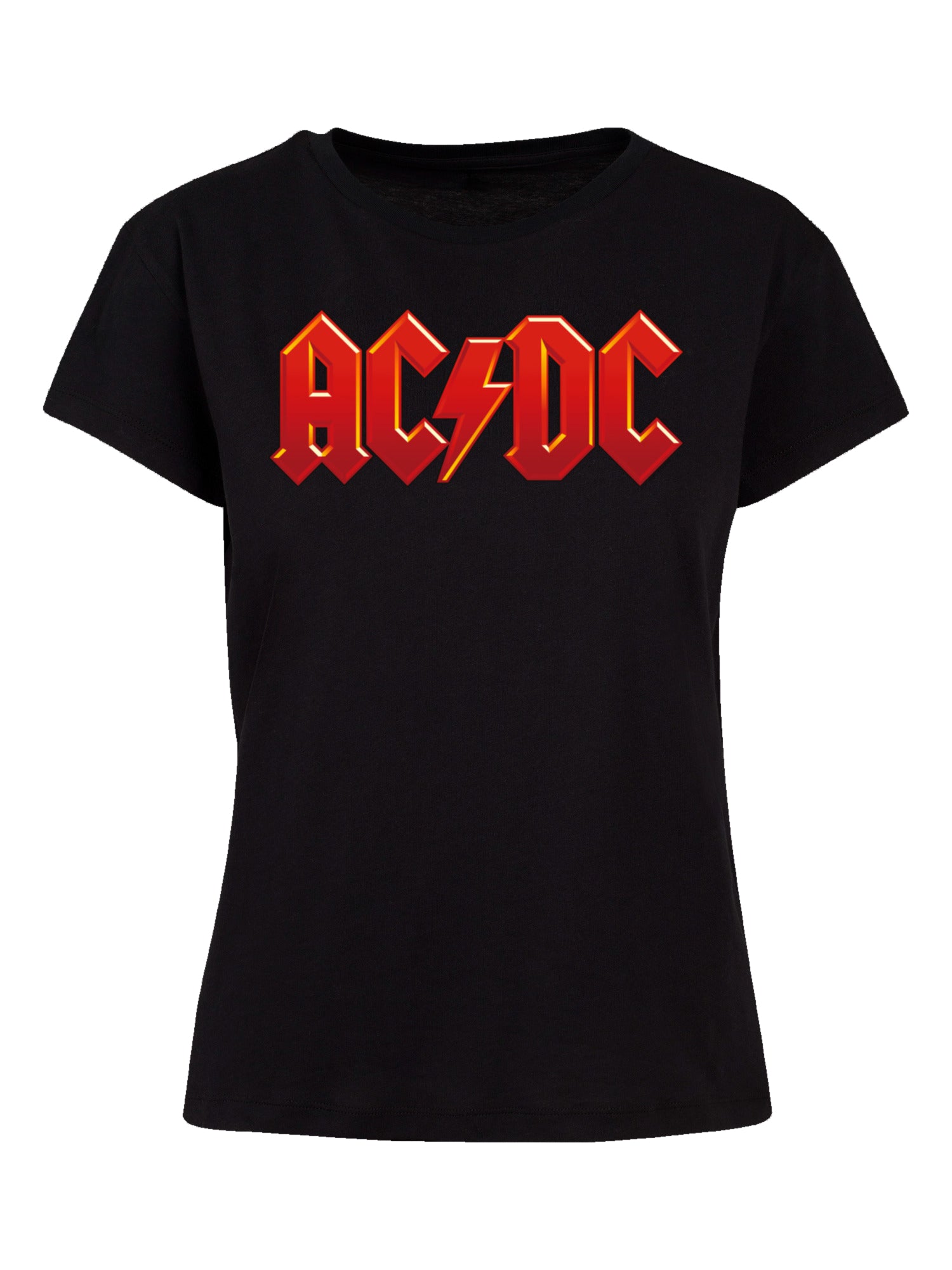 ACDC Damen-Box-T-Shirt mit dunkelrotem Logo