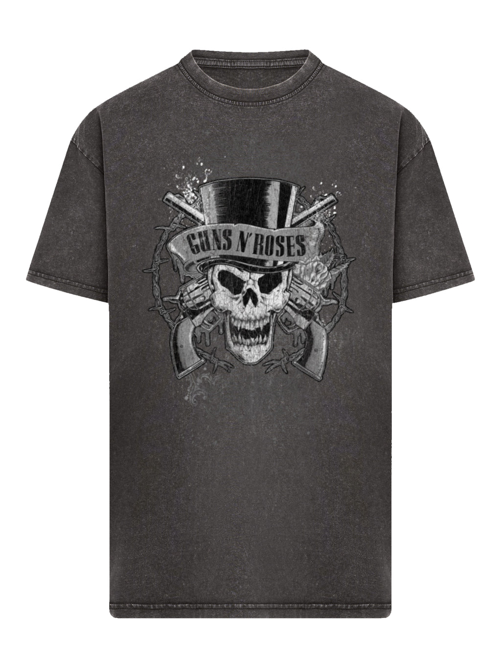 Skull fané des armes à feu | T-shirt surdimensionné lourd