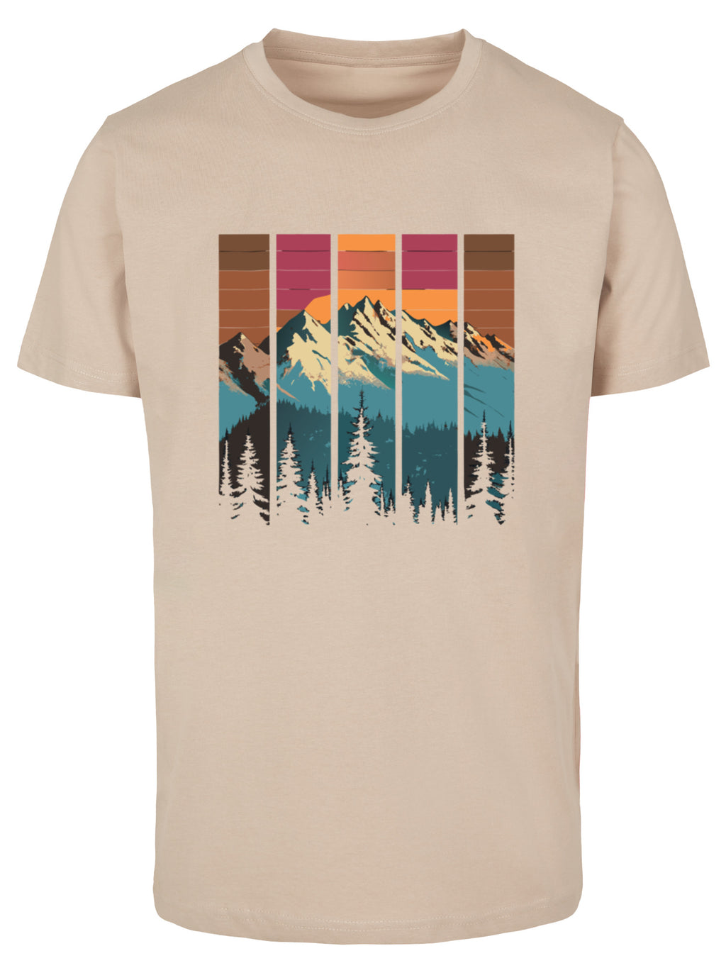 Berg Sonnenuntergang Retro Kunst T-Shirt