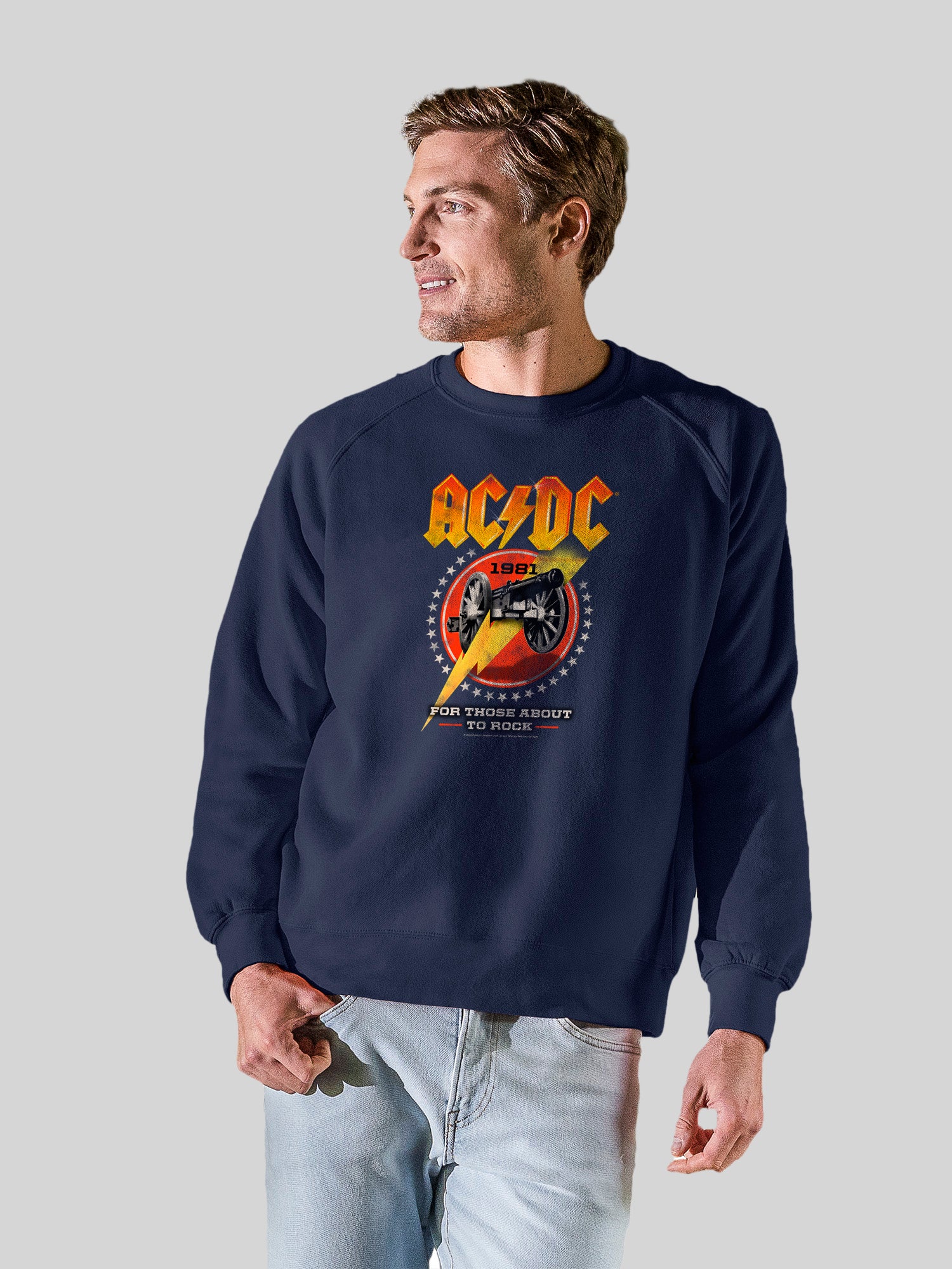 ACDC For Those About To Rock 1981 with Vintage Fleece Raglan Crew