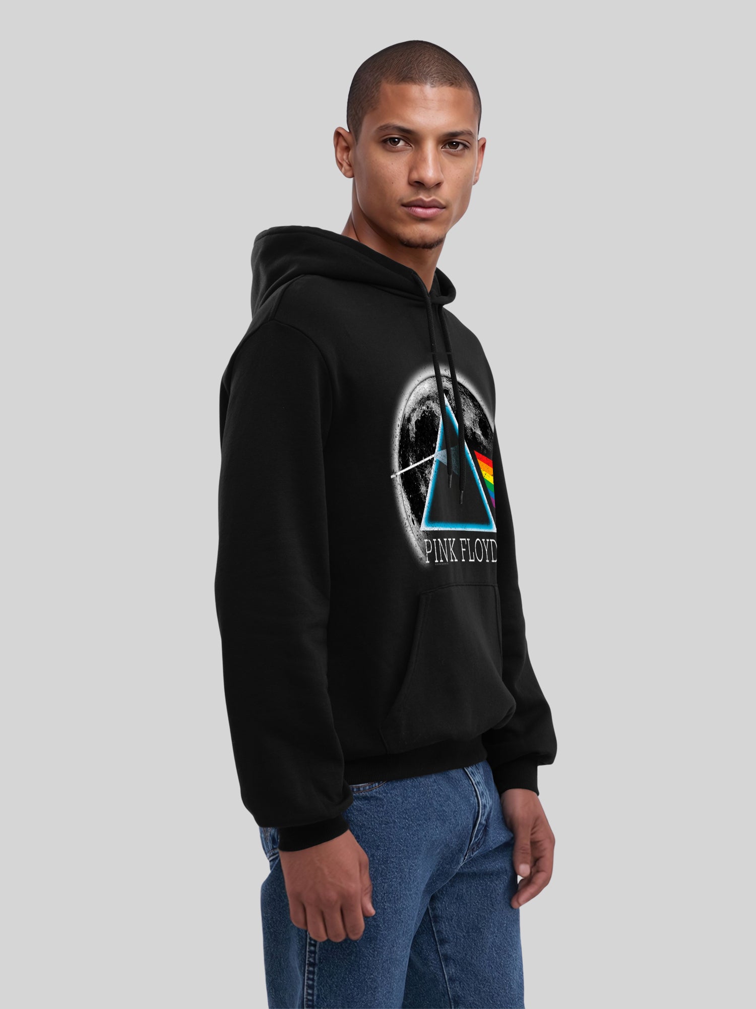 Pink Floyd Dark Side of The Moon Distressed Moon with True Blanks | Mens Regular Hoodie