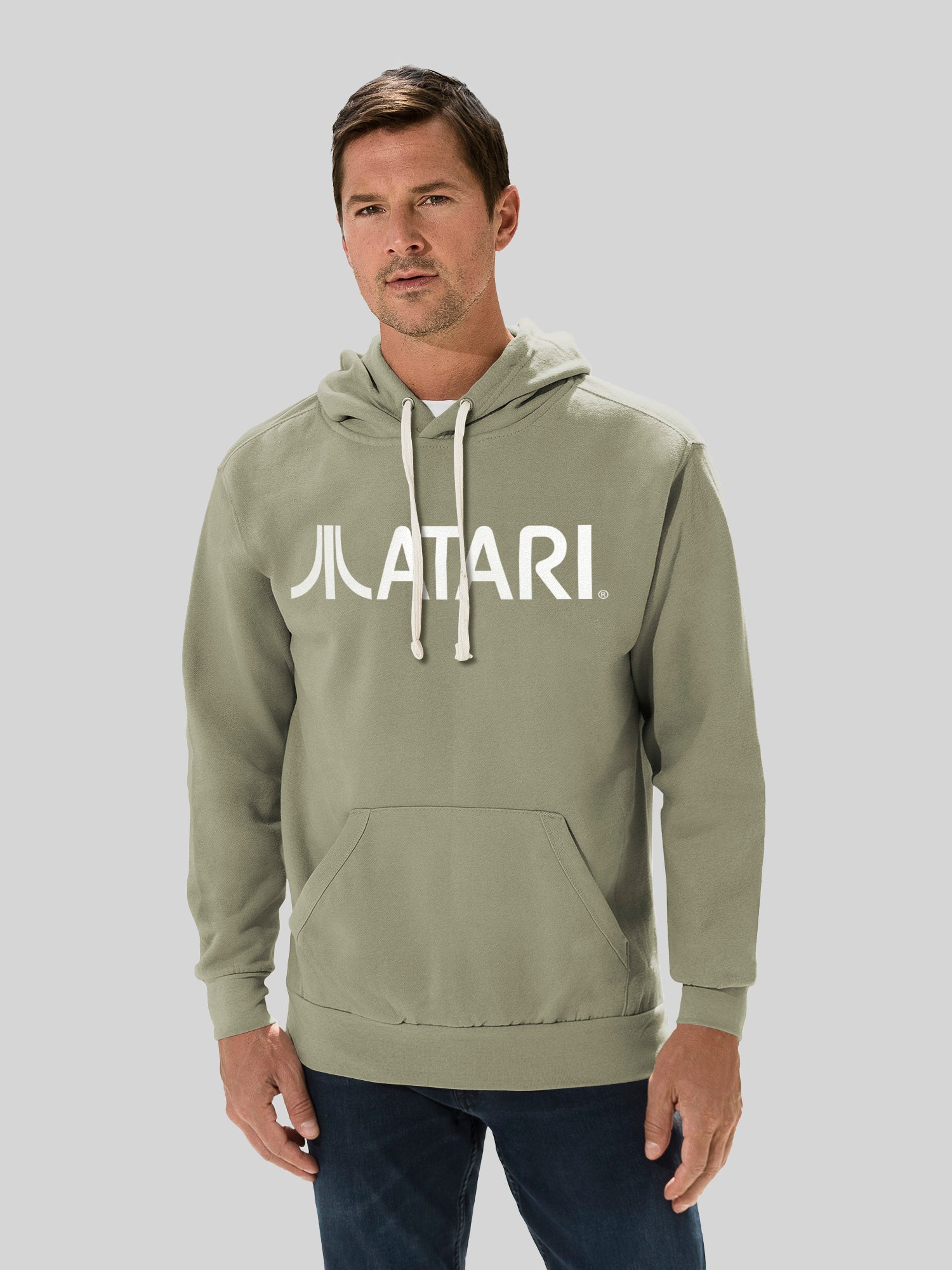 Atari Games Logo White Retro Gaming Horizontal mit Vintage Fleece Hood