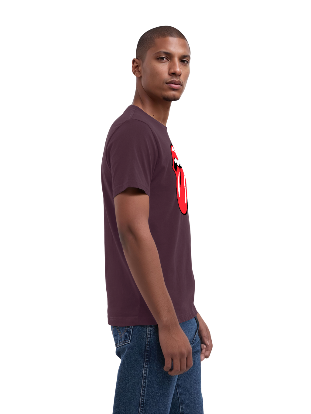 The Rolling Stones Classic Tongue Blk con Blanks verdaderos | Camiseta regular para hombres