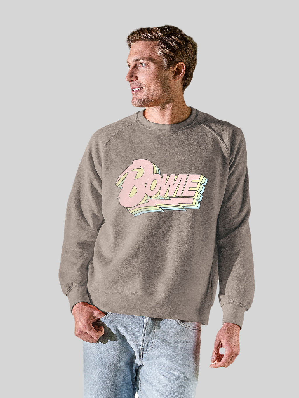 David Bowie Pastel Bowie with Vintage Fleece Raglan Crew