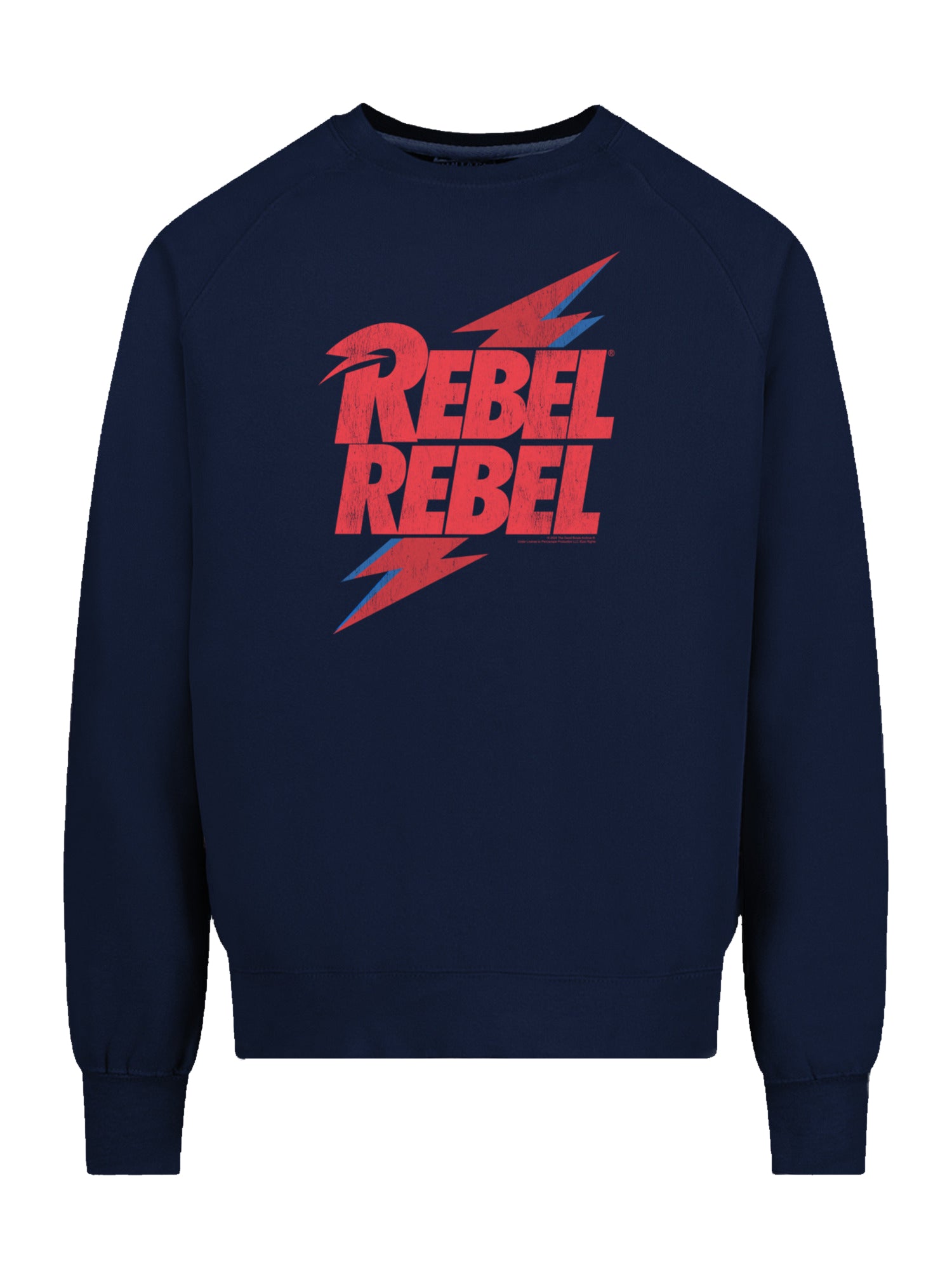 David Bowie Distressed Rebel rebel with Vintage Fleece Raglan Crew