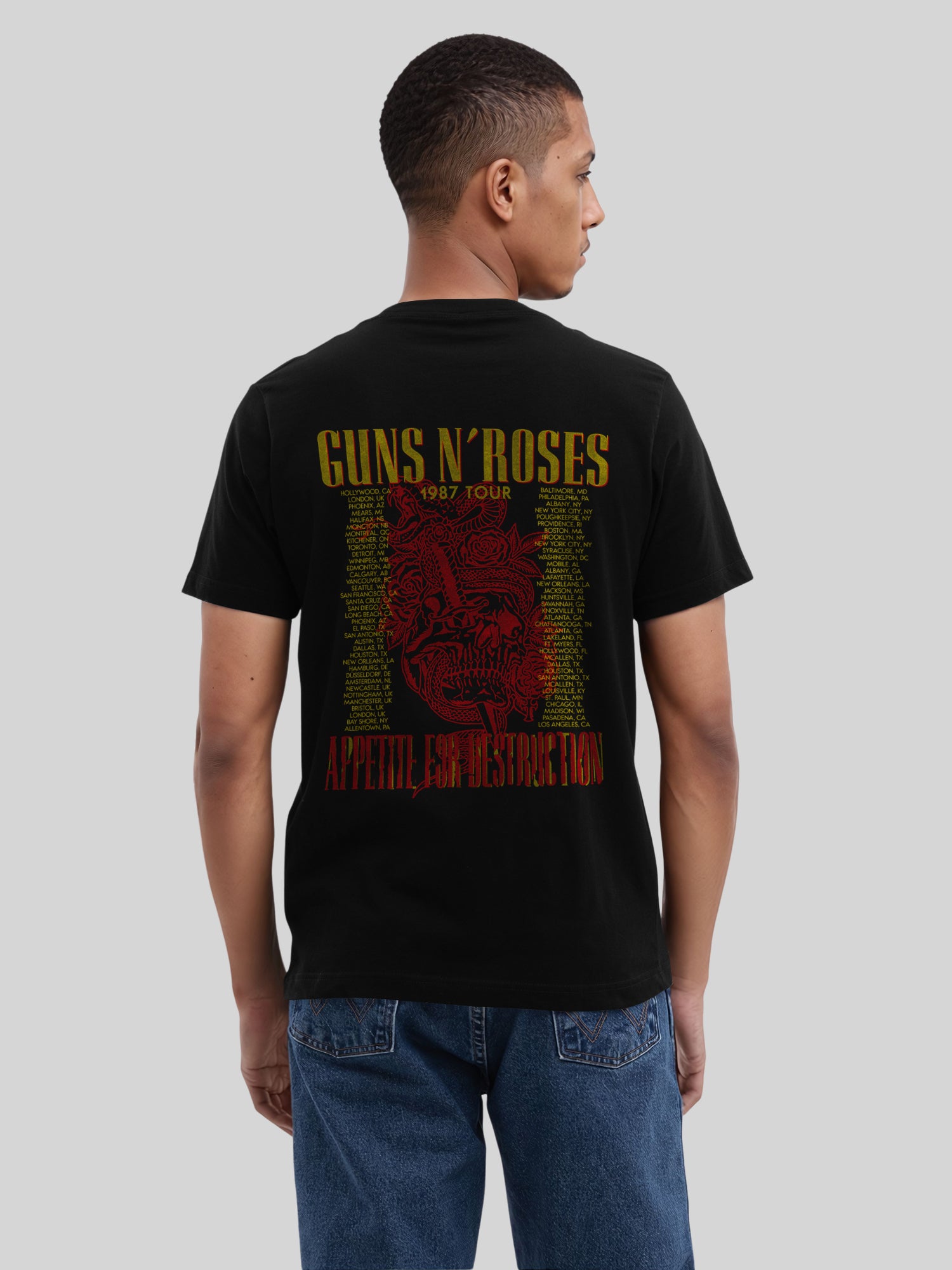 Guns N 'Roses 1987 Tour Vintage Concert Concert CONTTER | Camiseta regular para hombres