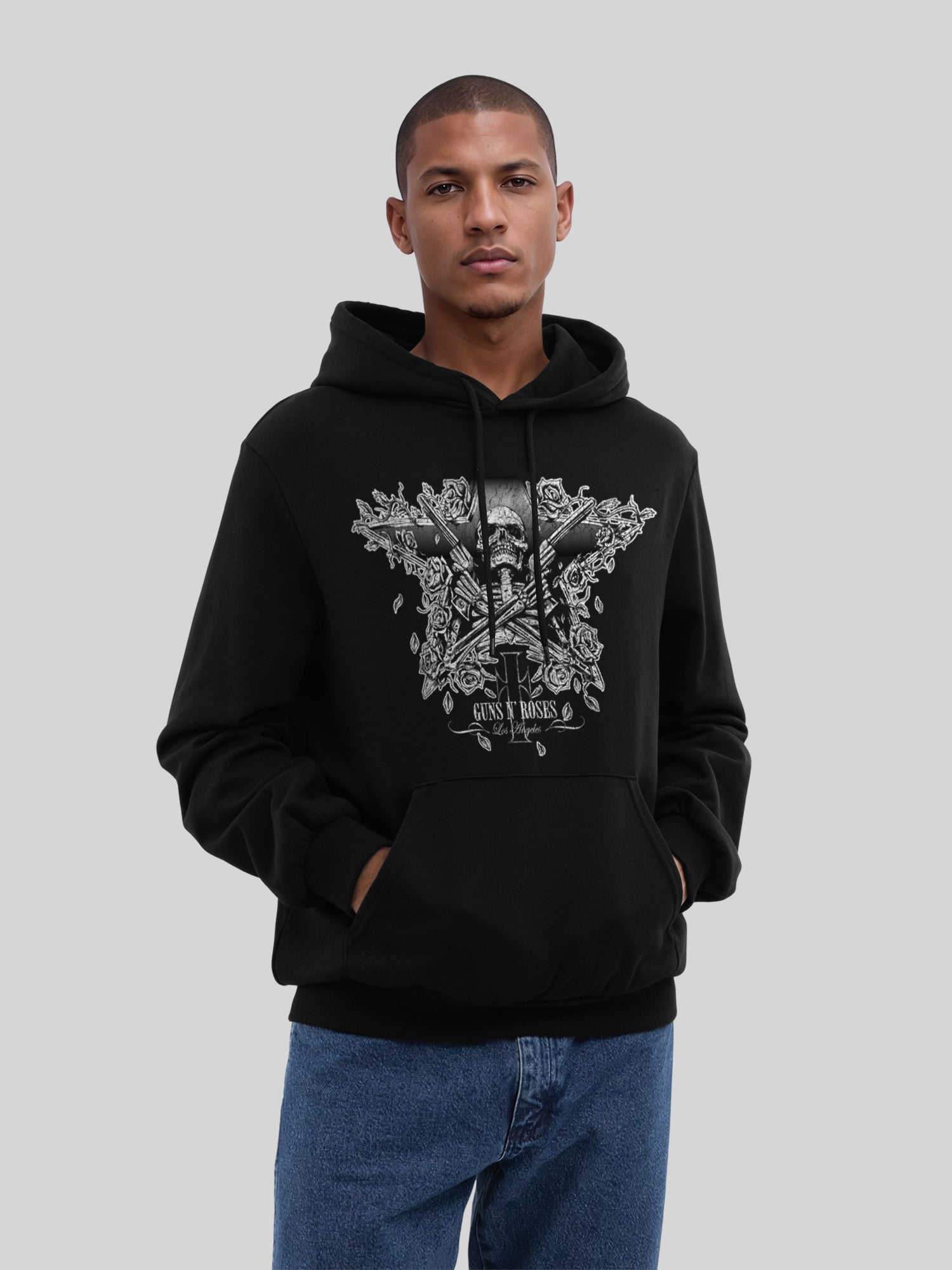 Guns N 'Roses Skeleton pistolas con blancos verdaderos | Sudadera con capucha regular para hombres