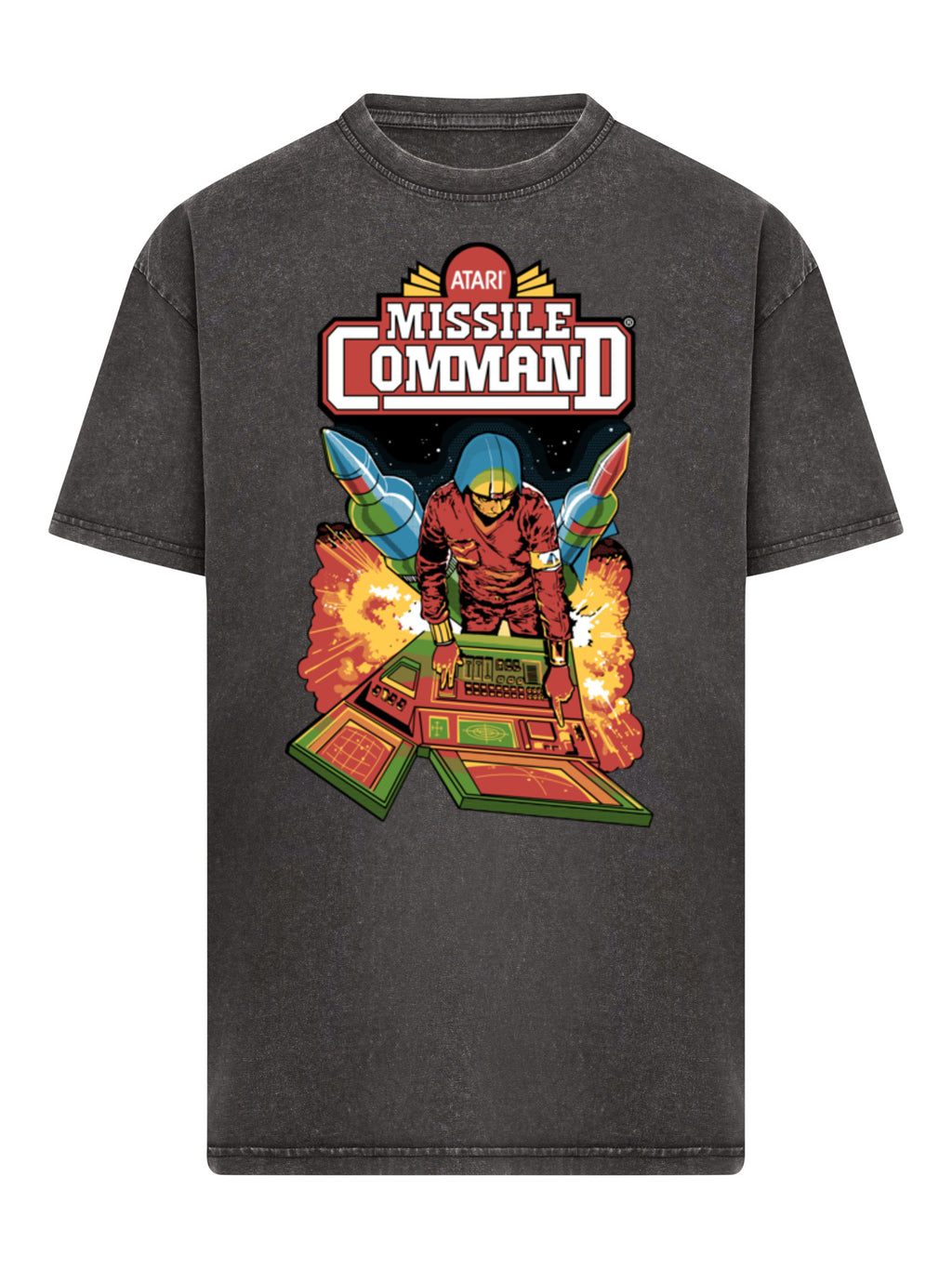 Missile Command Hanger Atari Retro Gaming with Acid Washed Heavy Oversize Tee
