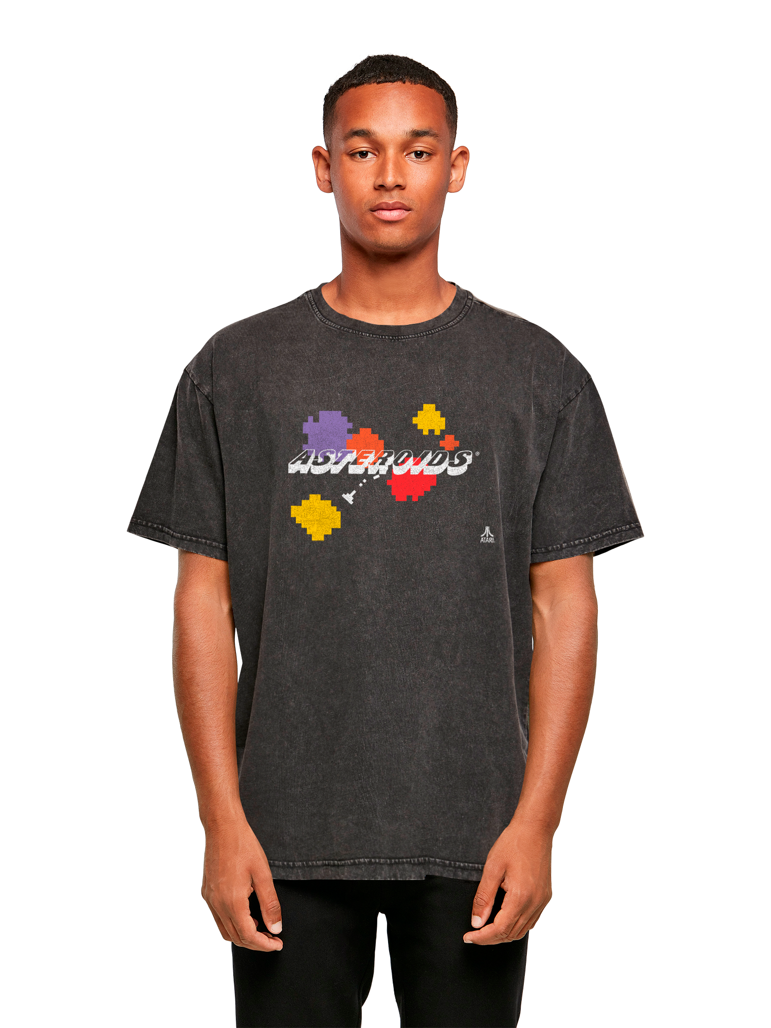 Atari Asteroides Juego retro con camiseta de gran tamaño pesado de ácido