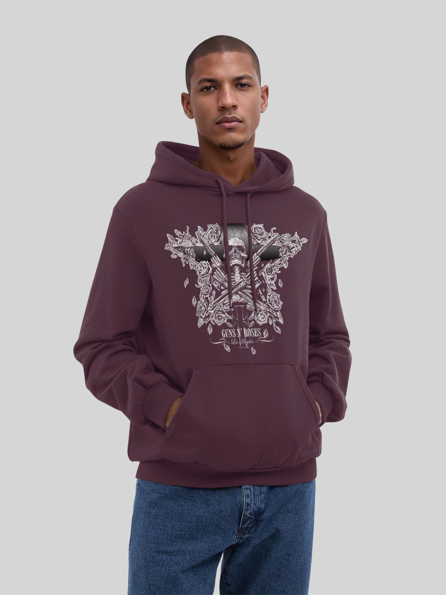 Guns N 'Roses Skeleton pistolas con blancos verdaderos | Sudadera con capucha regular para hombres
