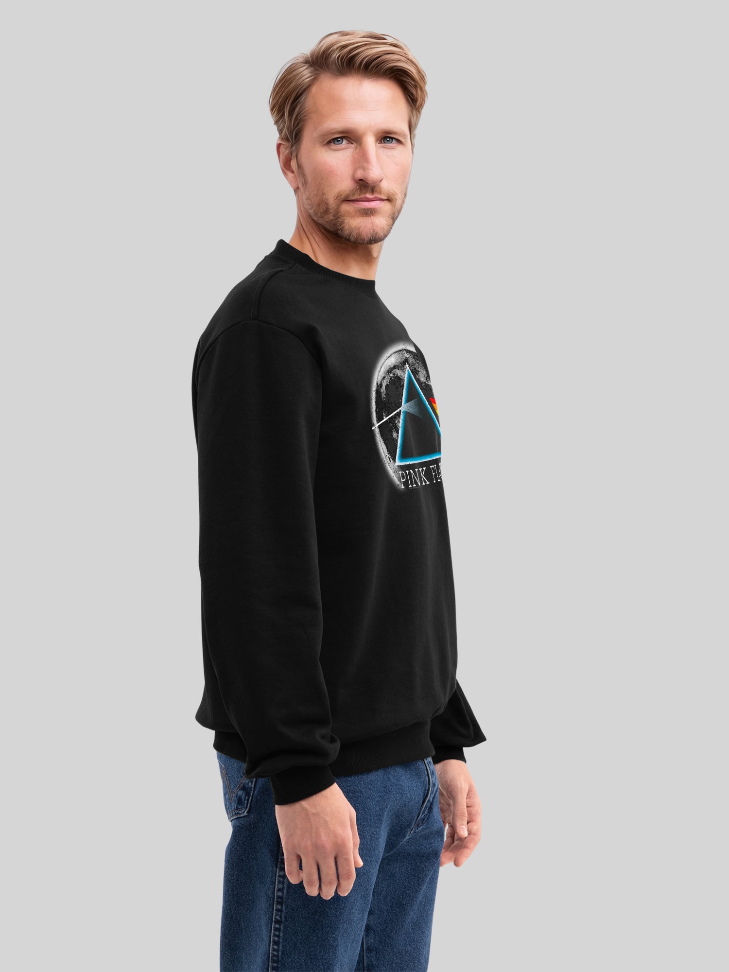Pink Floyd Dark Side of The Moon Distressed Moon with True Blanks | Mens Regular Sweater