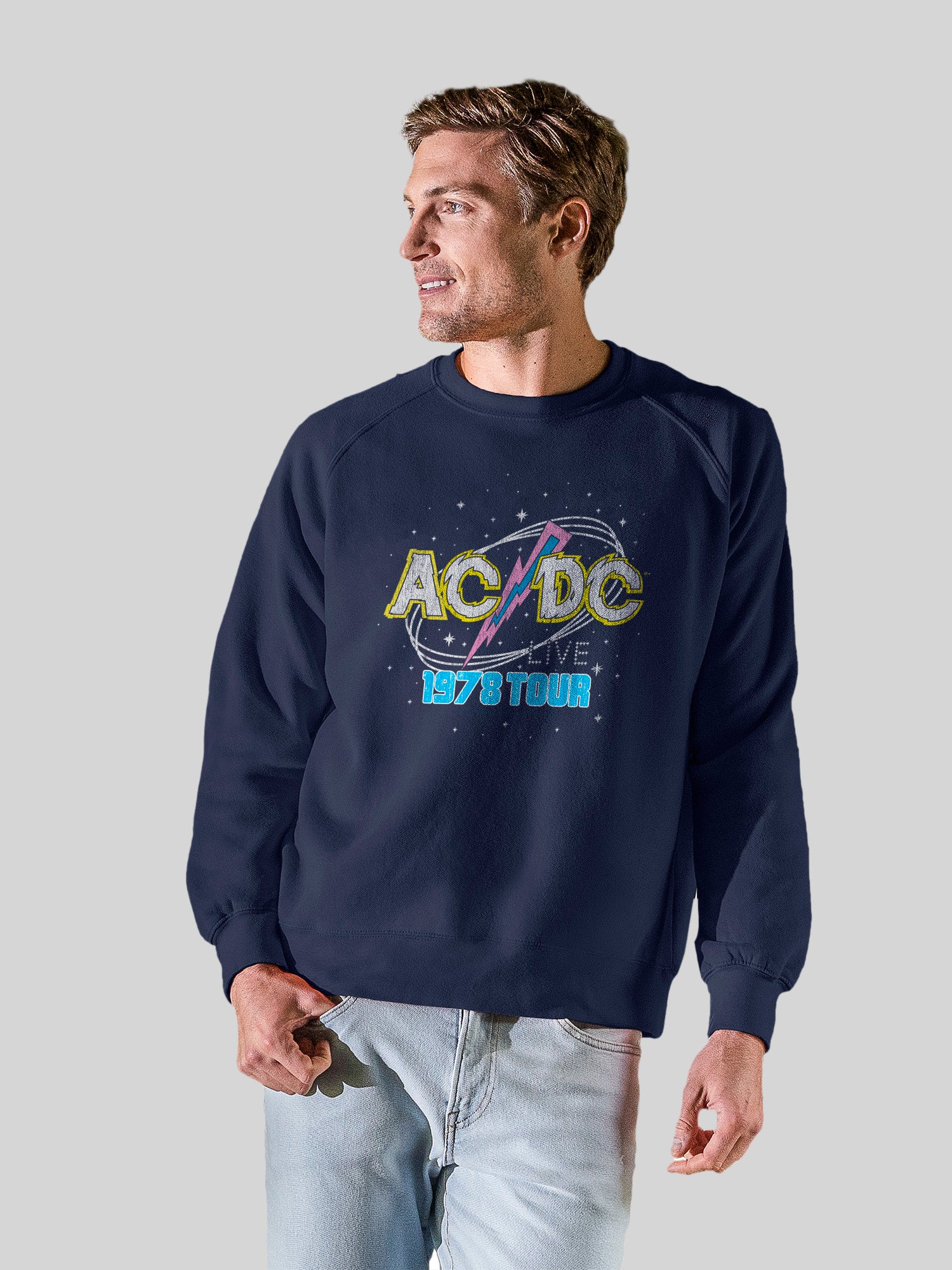 ACDC 1981 Live Tour with Vintage Fleece Raglan Crew