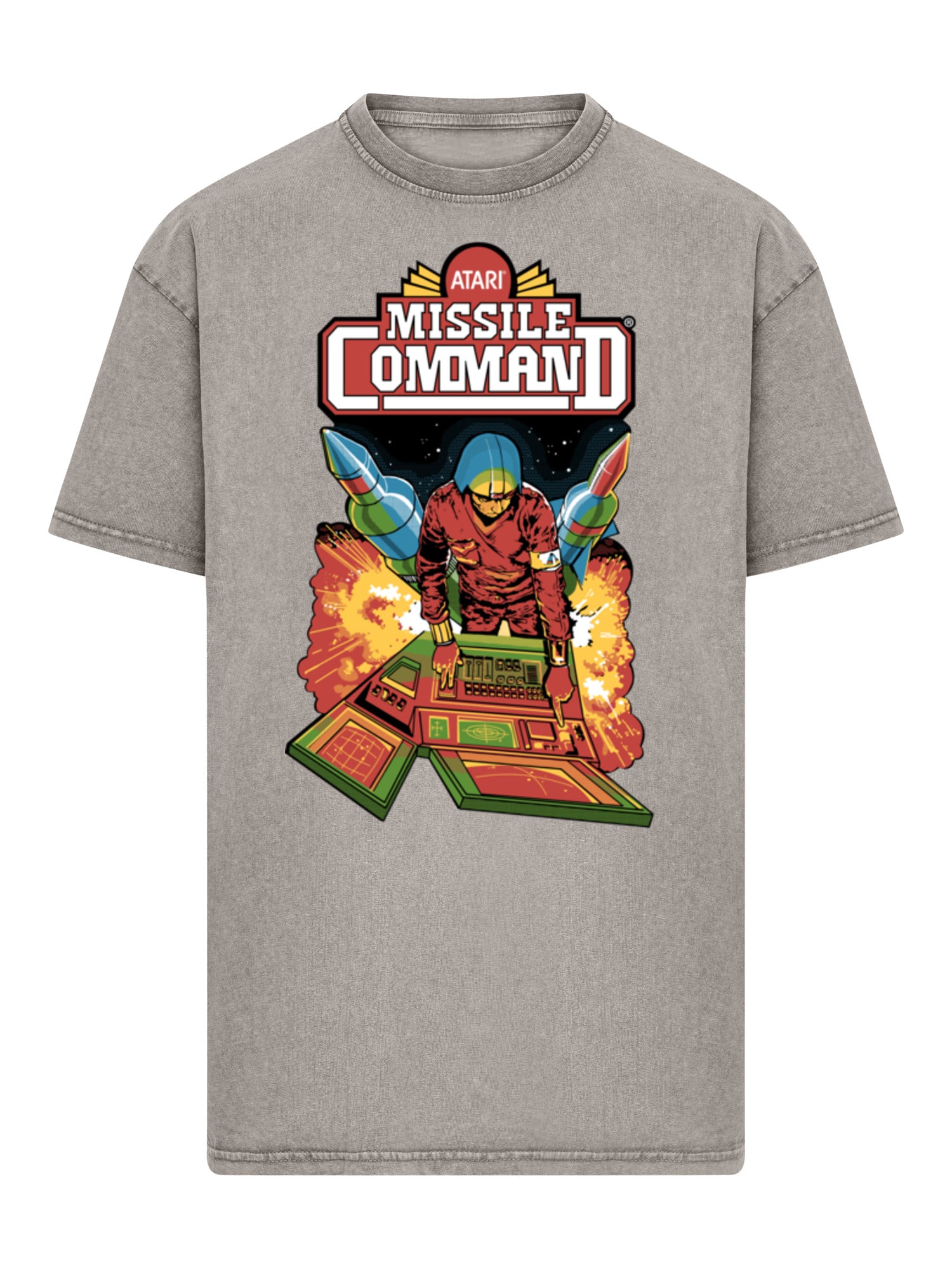 Missile Command Hanger Atari Retro Gaming with Acid Washed Heavy Oversize Tee